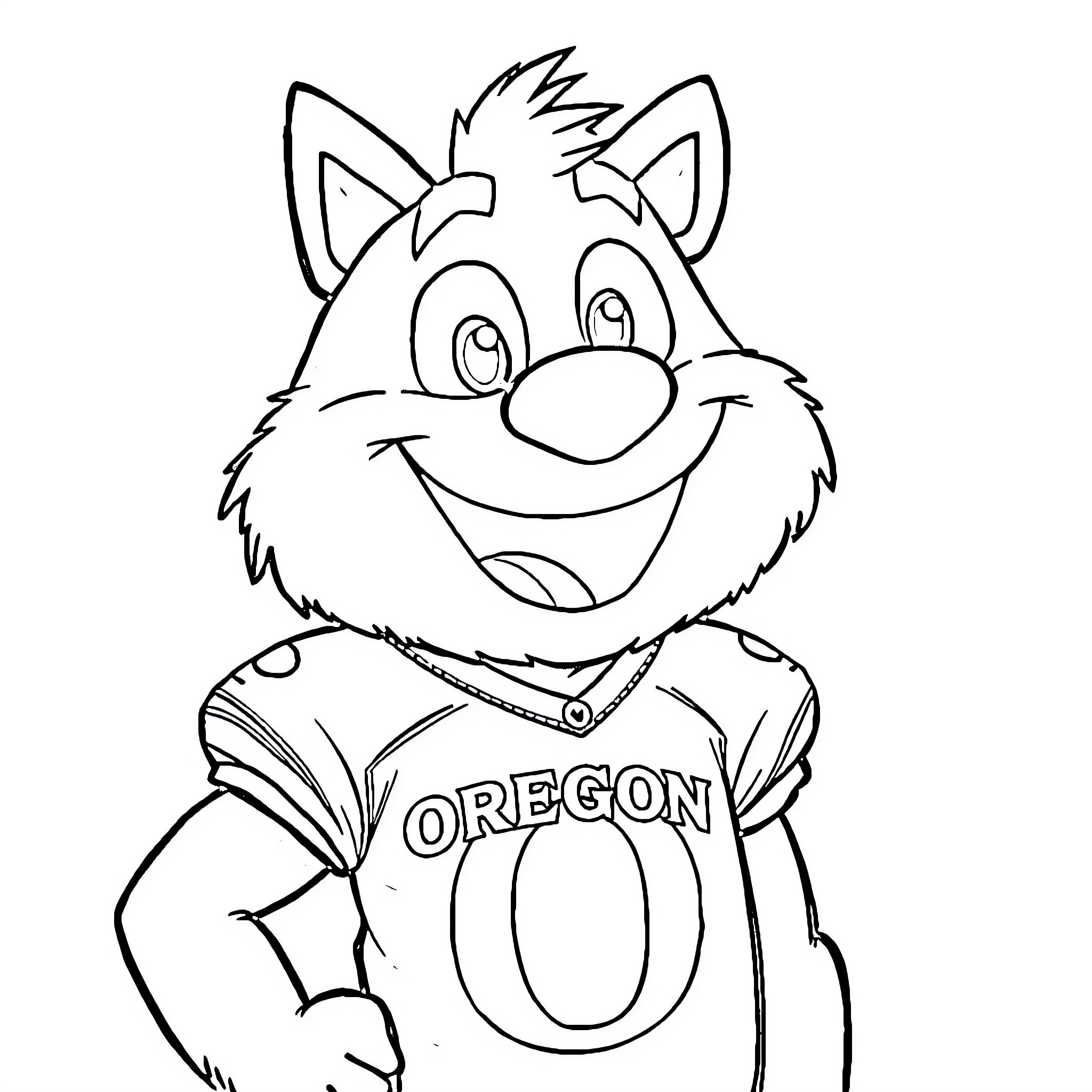 Bluey in Oregon sports jersey with happy expression Coloring Page (free black-and-white line drawing printable PDF for all, from beginners to advanced learners, including children, teens, adults, and seniors)