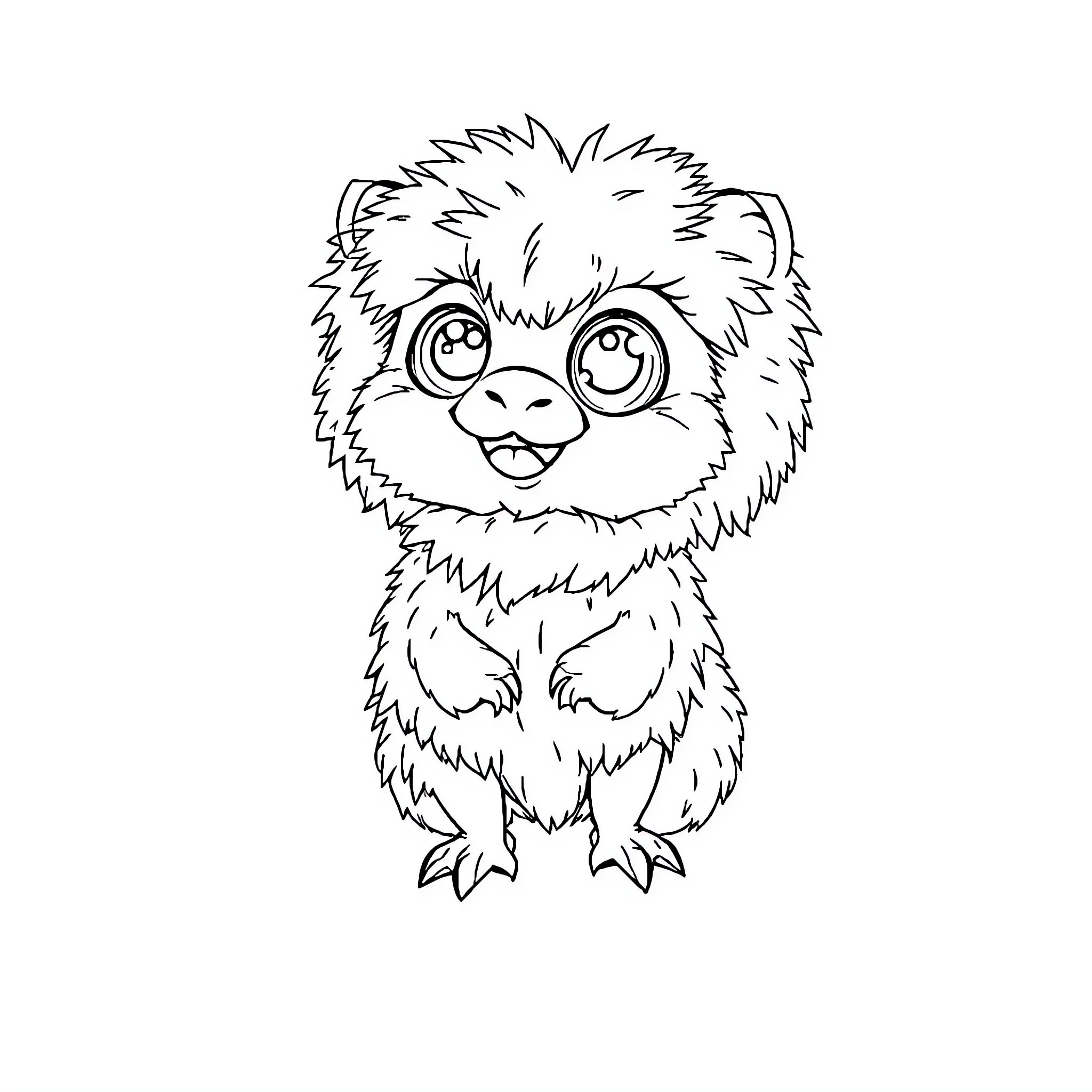 Labubu the Cute and Cuddly Furry Friend Coloring Page (free black-and-white line drawing printable PDF for all, from beginners to advanced learners, including children, teens, adults, and seniors)