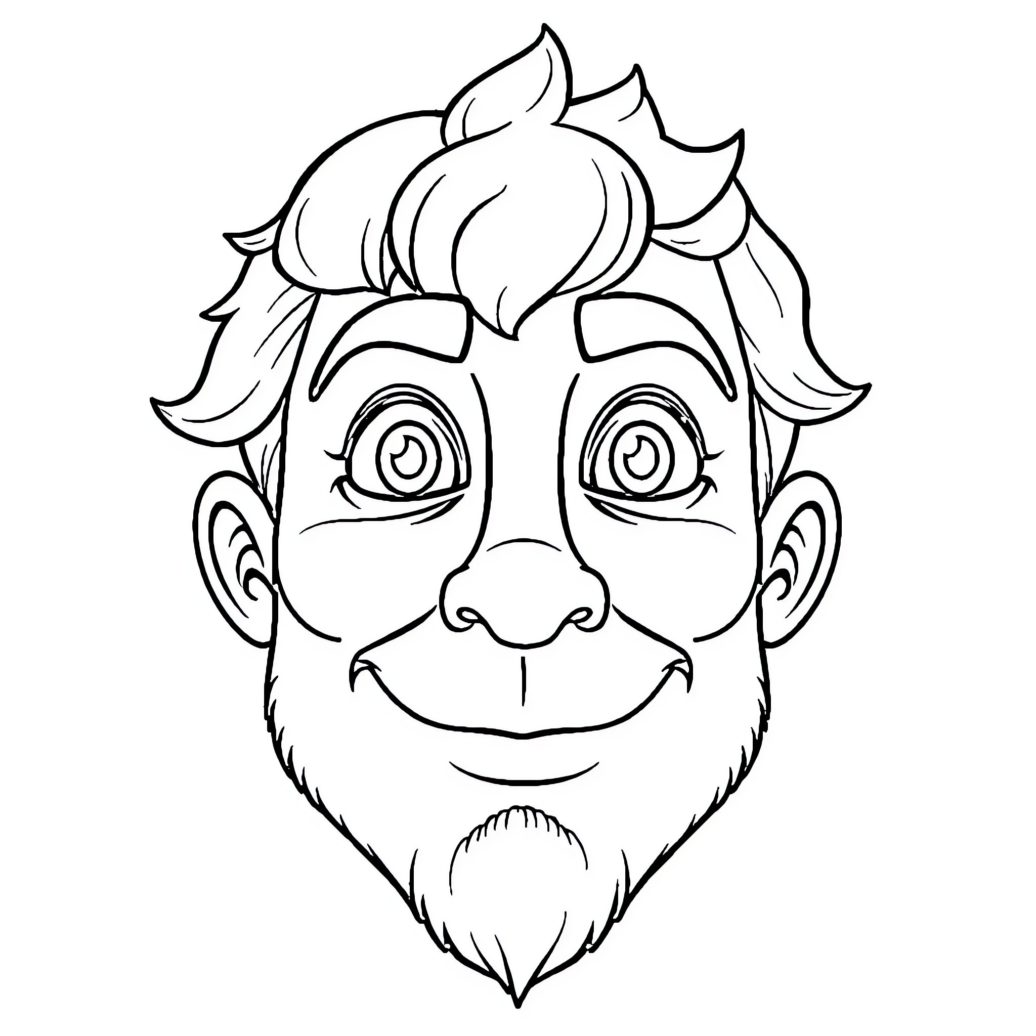 Face of a smiling bearded man Coloring Page (free black-and-white line drawing printable PDF for all, from beginners to advanced learners, including children, teens, adults, and seniors)