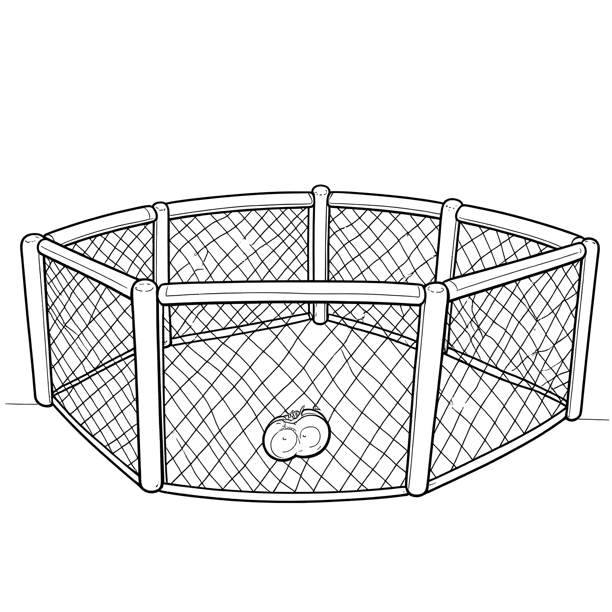 Tomato playing happily in the playpen Coloring Page (free black-and-white line drawing printable PDF for all, from beginners to advanced learners, including children, teens, adults, and seniors)