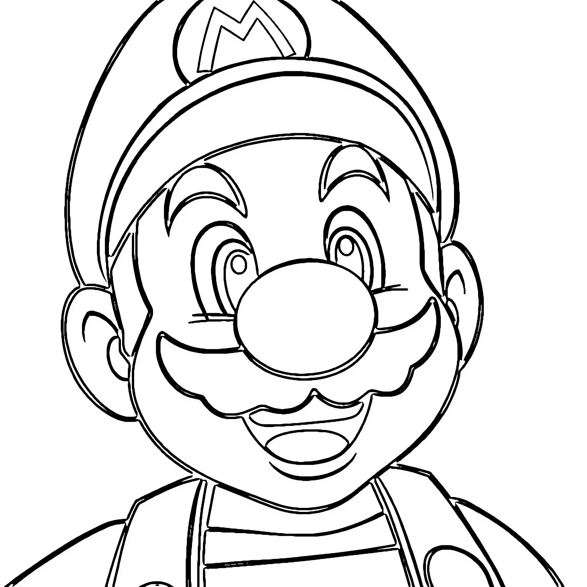 Mario making a silly expression Coloring Page (free black-and-white line drawing printable PDF for all, from beginners to advanced learners, including children, teens, adults, and seniors)