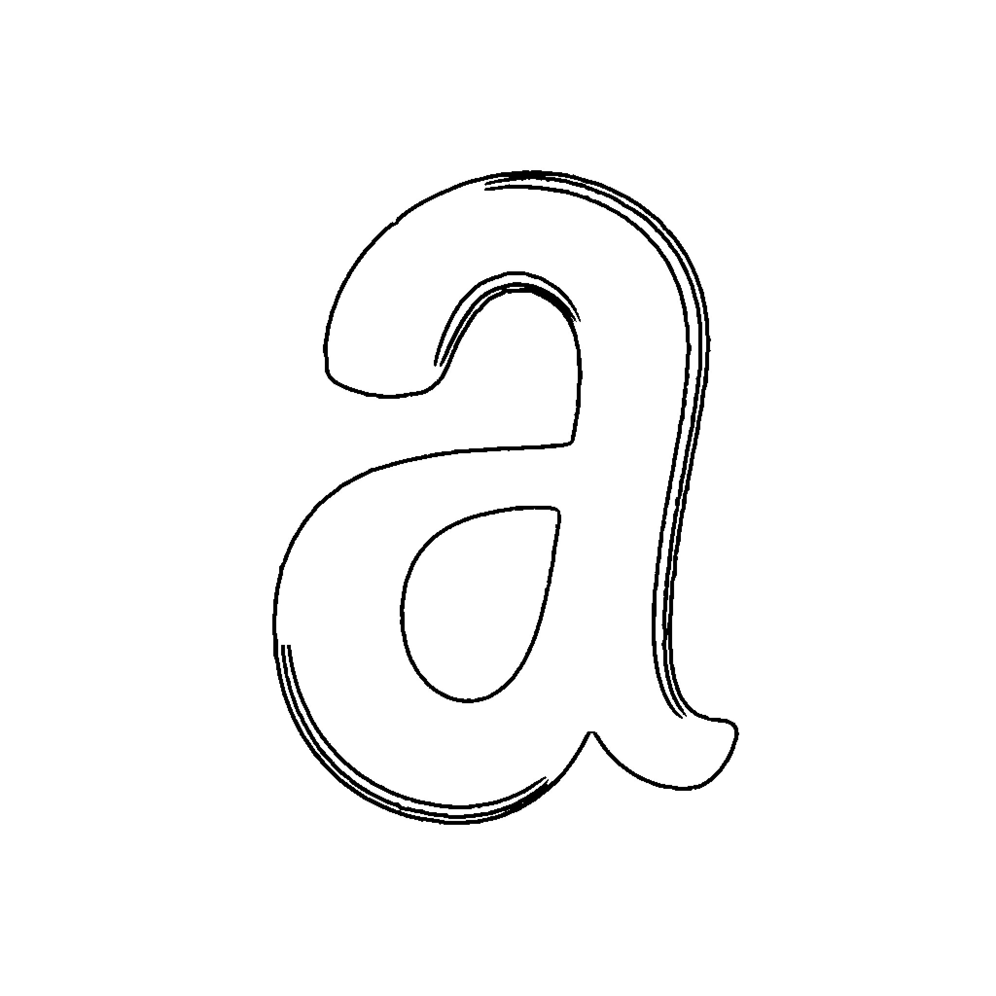 Letter a with hand-drawn style Coloring Page (free black-and-white line drawing printable PDF for all, from beginners to advanced learners, including children, teens, adults, and seniors)