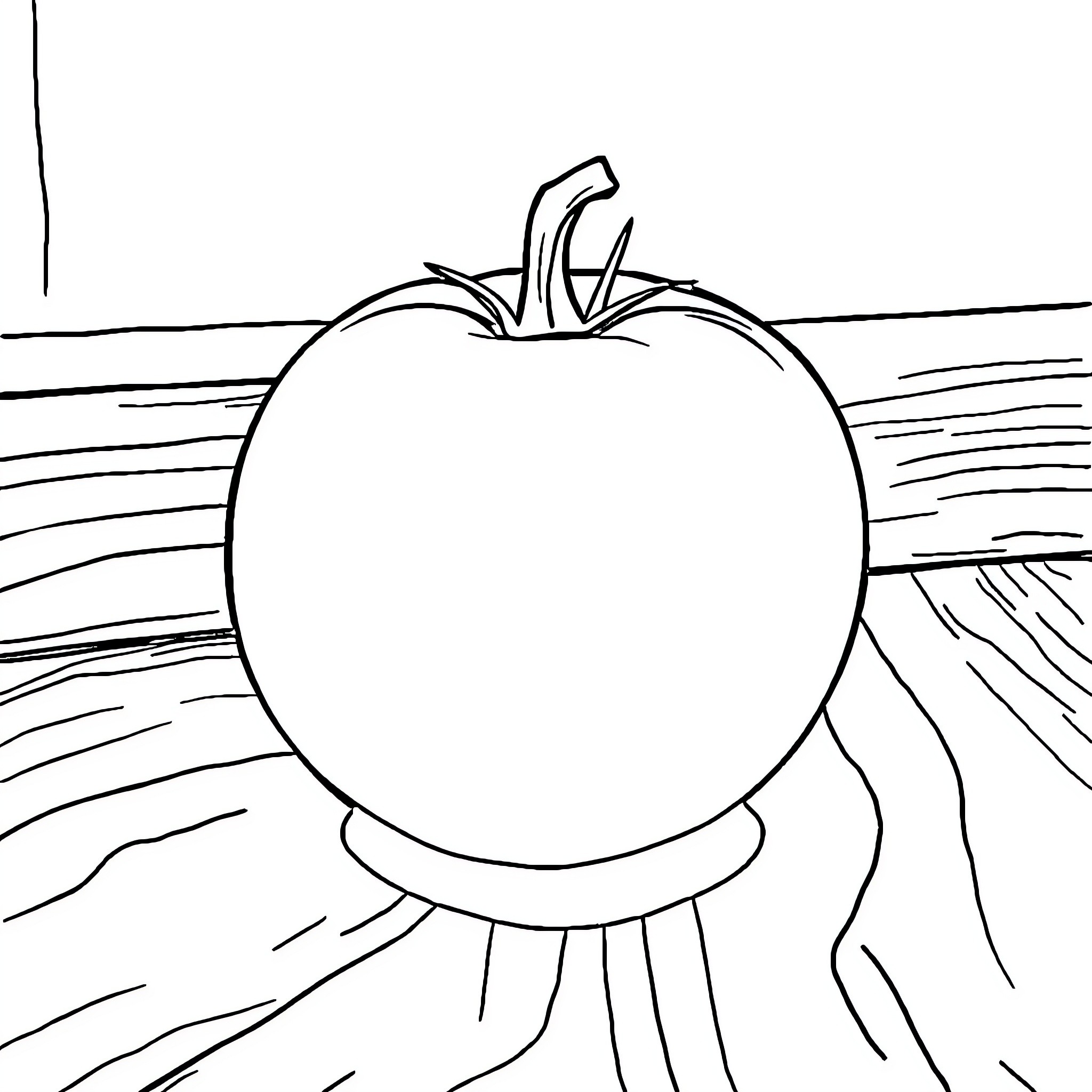 Tomato on display with abstract background Coloring Page (free black-and-white line drawing printable PDF for all, from beginners to advanced learners, including children, teens, adults, and seniors)