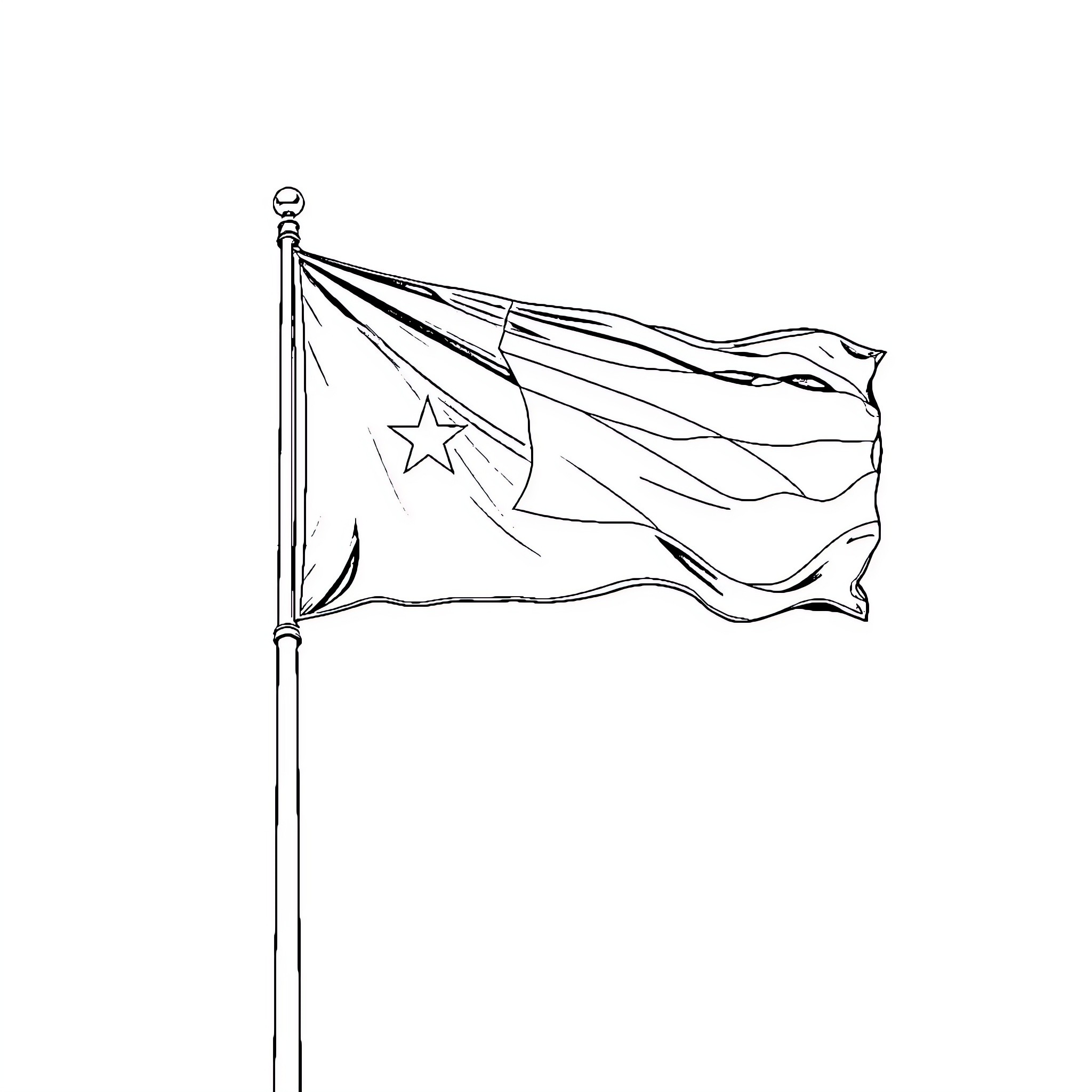 Honduras Flag waving proudly Coloring Page (free black-and-white line drawing printable PDF for all, from beginners to advanced learners, including children, teens, adults, and seniors)