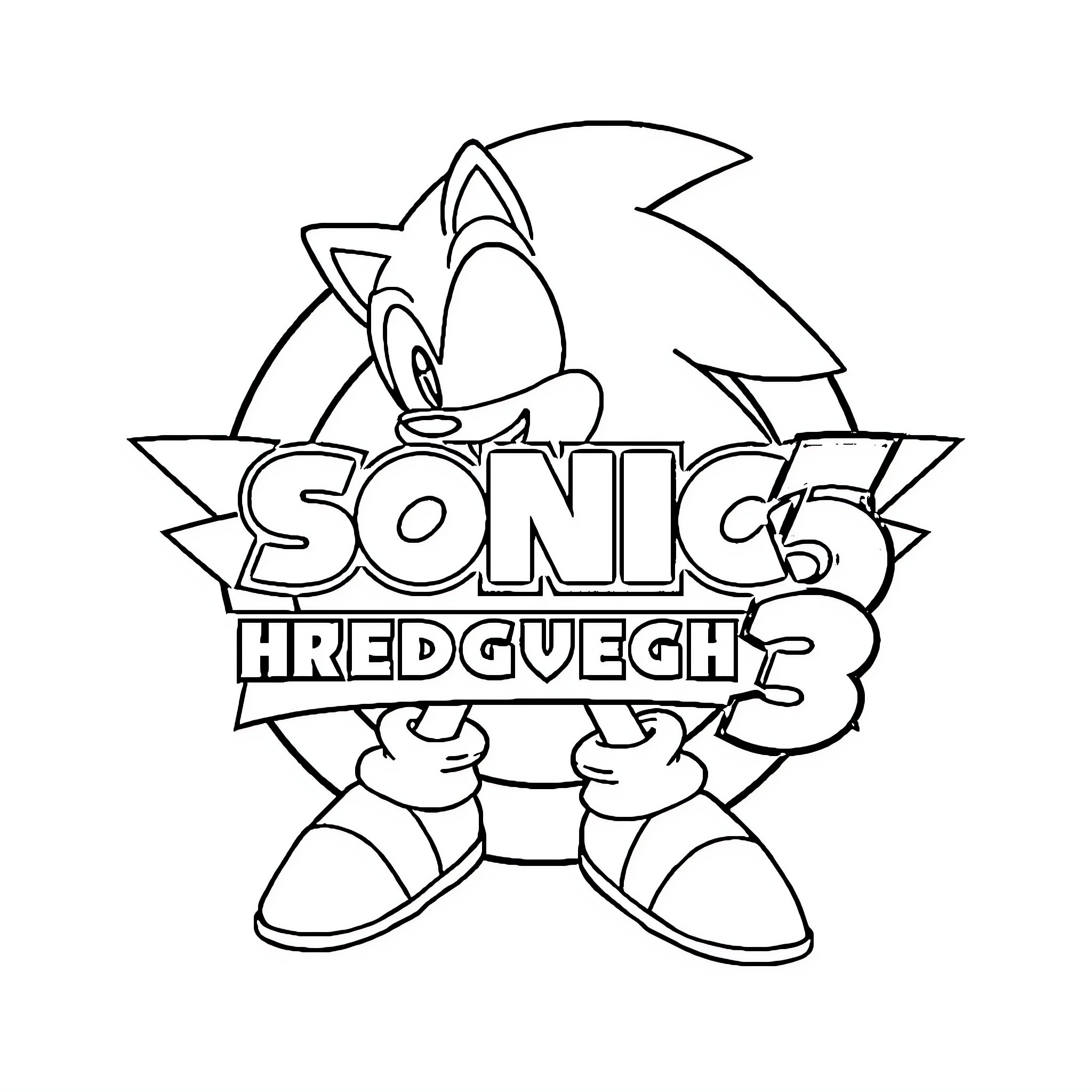 Sonic hedgehog game cover art Coloring Page (free black-and-white line drawing printable PDF for all, from beginners to advanced learners, including children, teens, adults, and seniors)
