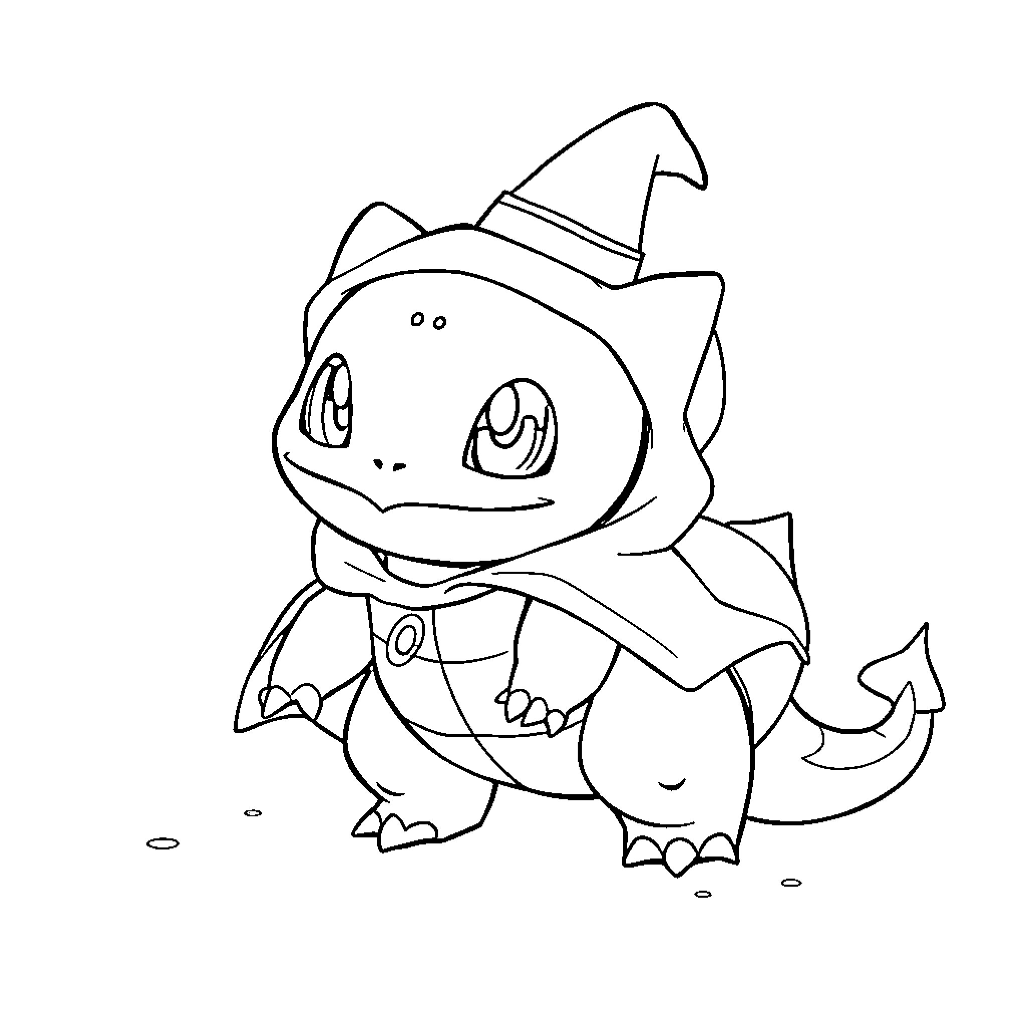 Bulbasaur enjoying a costume party Coloring Page (free black-and-white line drawing printable PDF for all, from beginners to advanced learners, including children, teens, adults, and seniors)