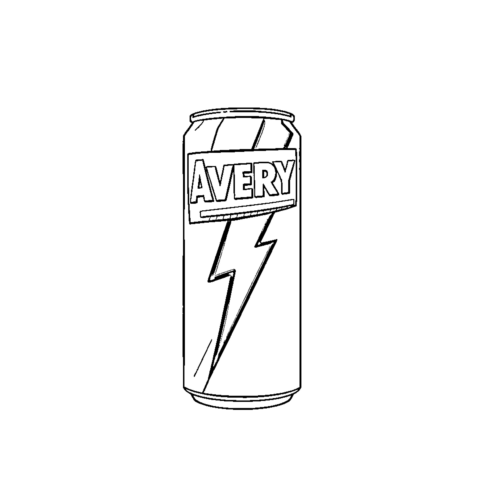 Energy Drink with Striking Lightning Bolt Coloring Page (free black-and-white line drawing printable PDF for all, from beginners to advanced learners, including children, teens, adults, and seniors)