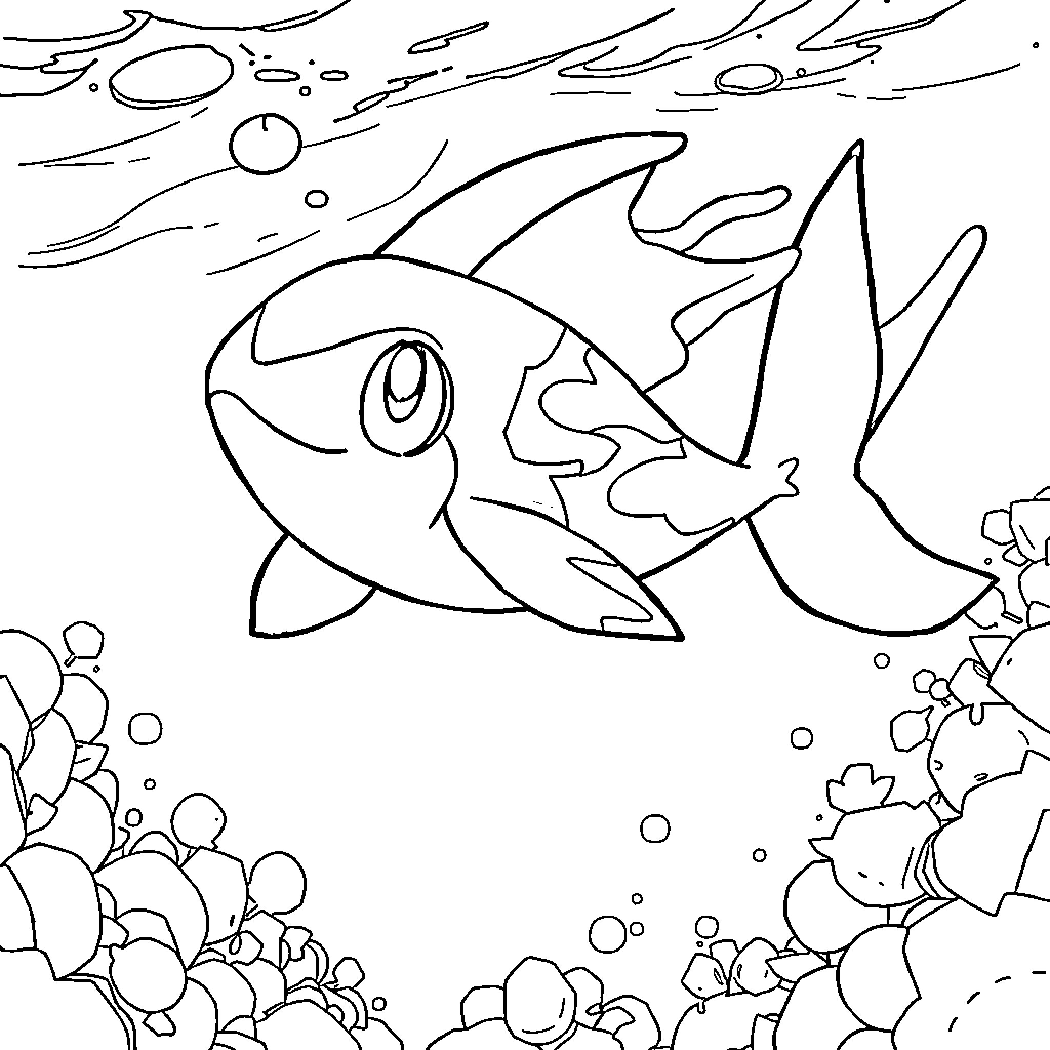 Electross: Playful Underwater Creature Coloring Page (free black-and-white line drawing printable PDF for all, from beginners to advanced learners, including children, teens, adults, and seniors)