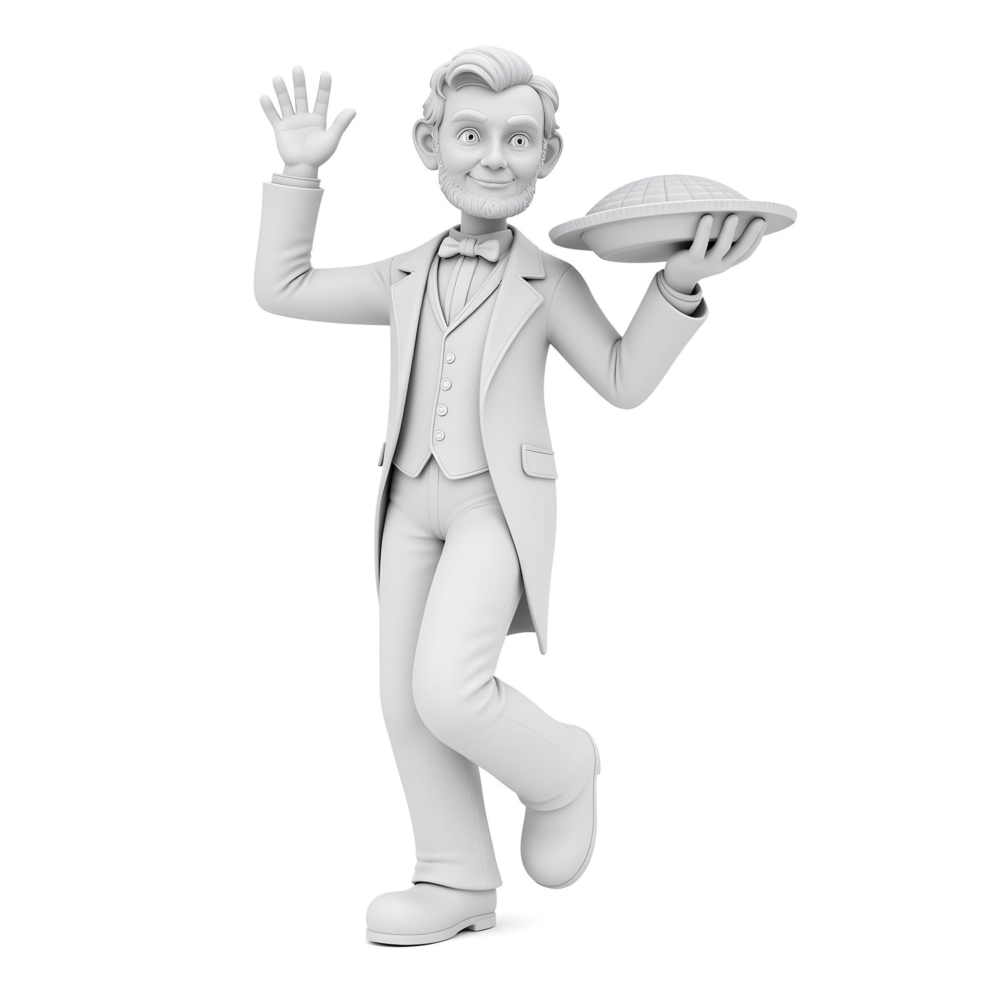 Abraham Lincoln serving food with a friendly wave Coloring Page (free black-and-white line drawing printable PDF for all, from beginners to advanced learners, including children, teens, adults, and seniors)