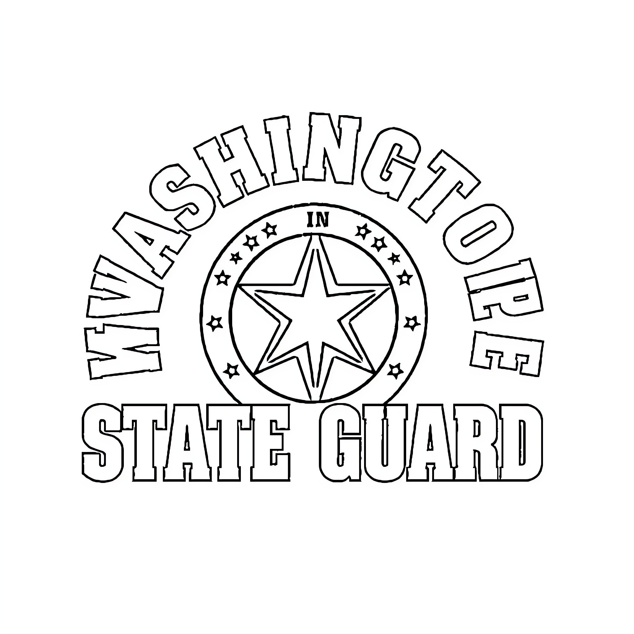Washington State Guard Emblem and Insignia Coloring Page (free black-and-white line drawing printable PDF for all, from beginners to advanced learners, including children, teens, adults, and seniors)