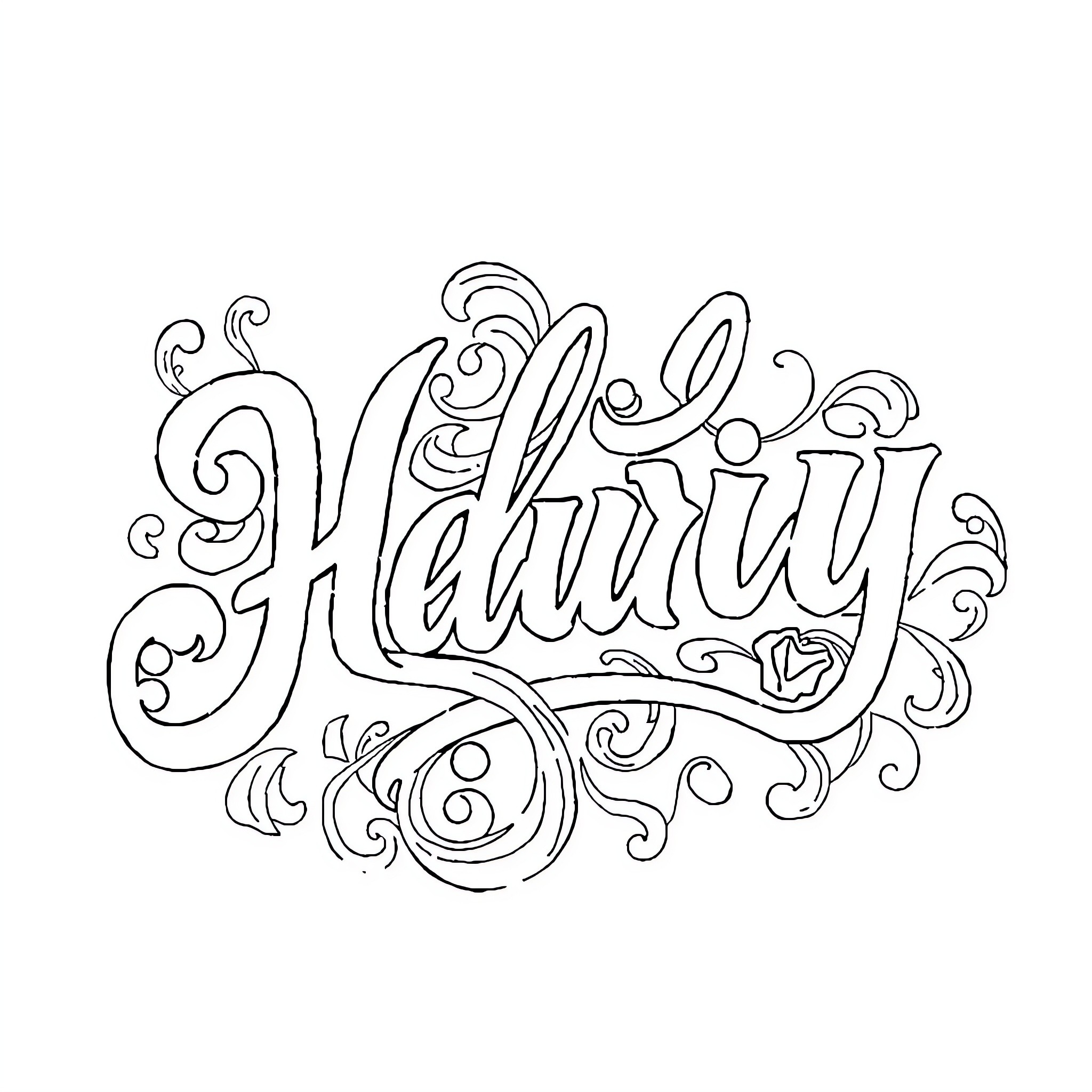 Calligraphy of elegant and decorative handwritten text Coloring Page (free black-and-white line drawing printable PDF for all, from beginners to advanced learners, including children, teens, adults, and seniors)