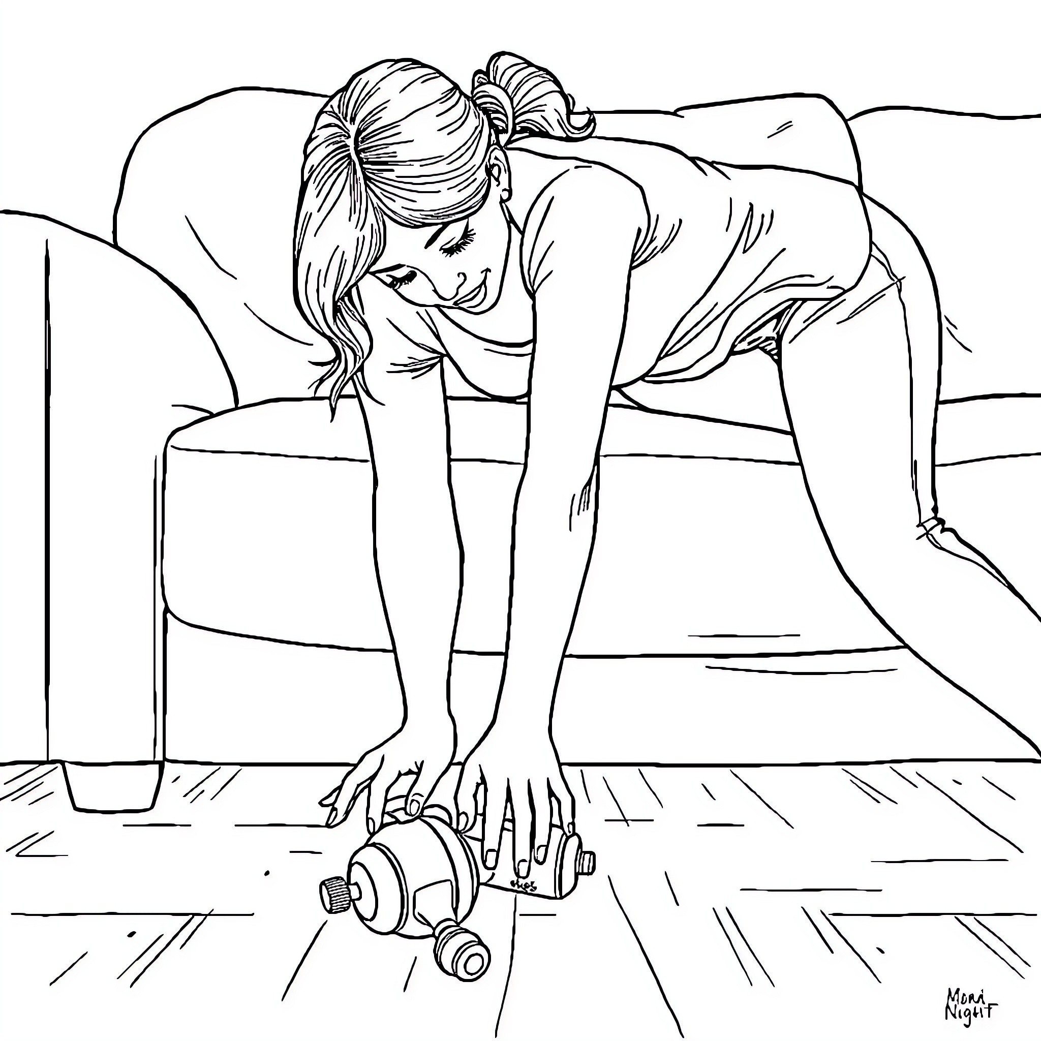 Mom's Passionate Photography Moment Coloring Page (free black-and-white line drawing printable PDF for all, from beginners to advanced learners, including children, teens, adults, and seniors)