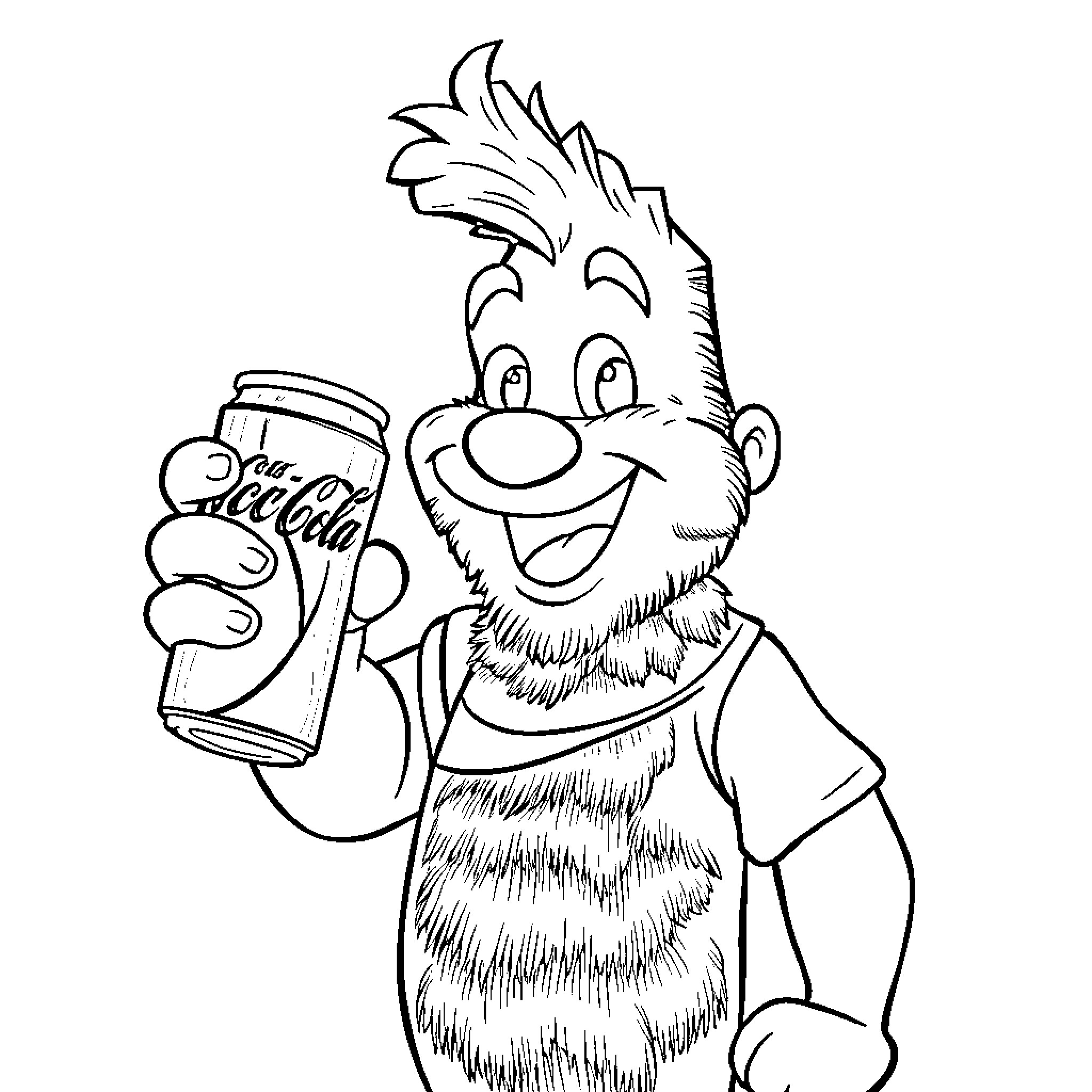 Labubu enjoying a refreshing beverage Coloring Page (free black-and-white line drawing printable PDF for all, from beginners to advanced learners, including children, teens, adults, and seniors)
