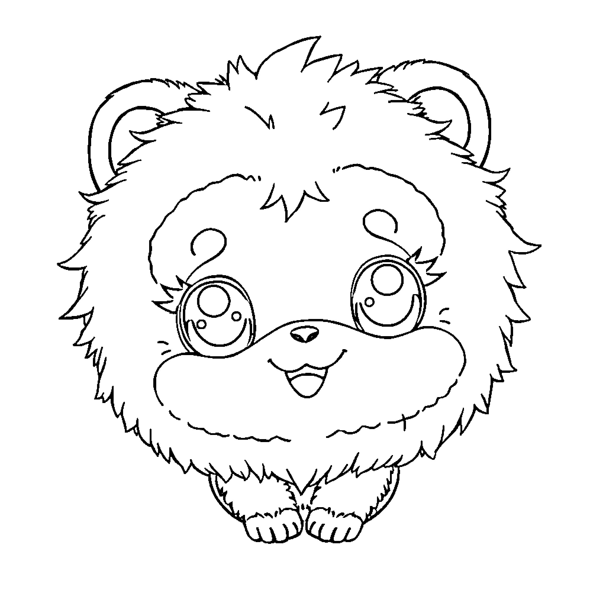 Monchhichi in a playful mood Coloring Page (free black-and-white line drawing printable PDF for all, from beginners to advanced learners, including children, teens, adults, and seniors)