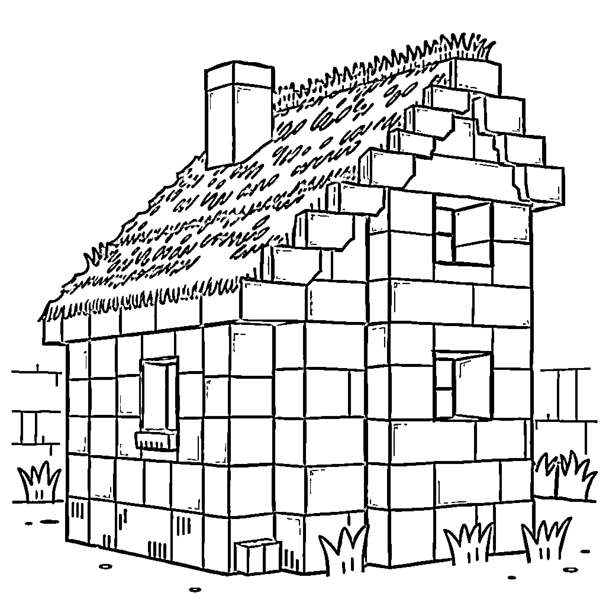 House with intricate architectural details Coloring Page (free black-and-white line drawing printable PDF for all, from beginners to advanced learners, including children, teens, adults, and seniors)