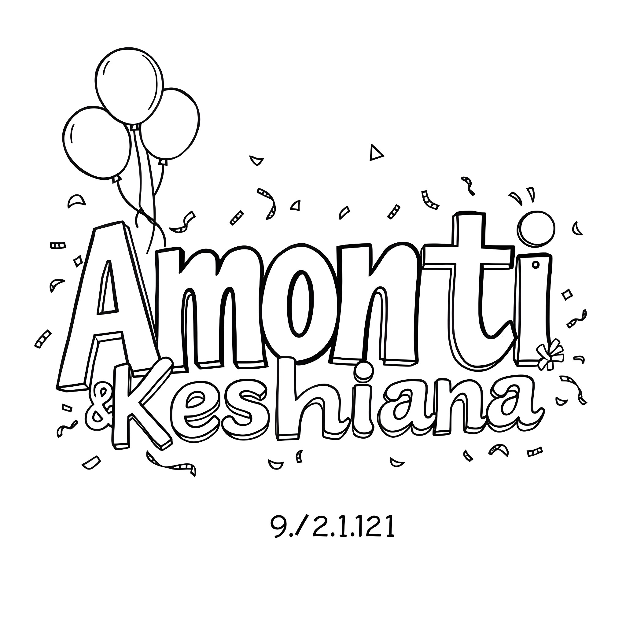 Letter of congratulations with balloons Coloring Page (free black-and-white line drawing printable PDF for all, from beginners to advanced learners, including children, teens, adults, and seniors)