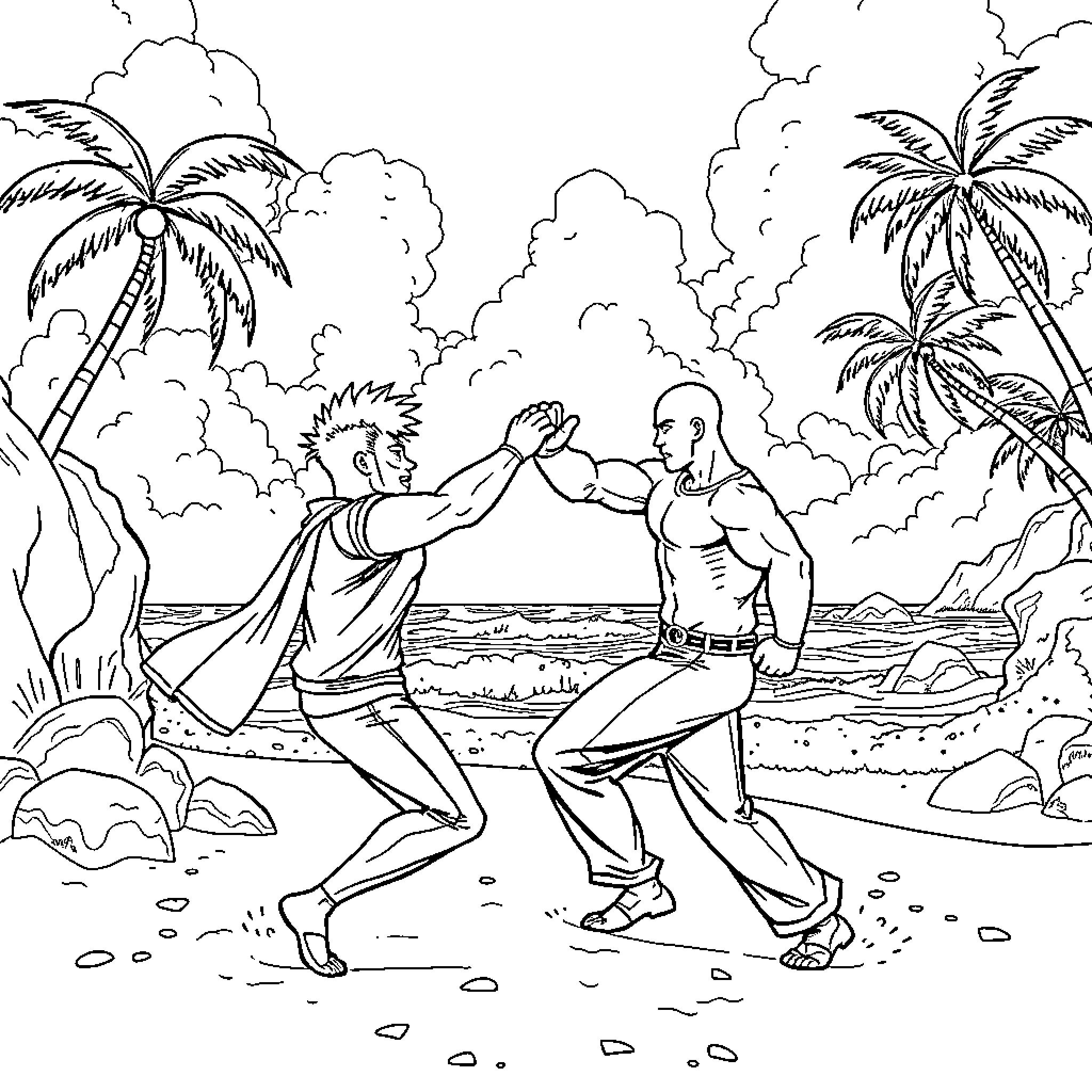 Markiplier's Island Adventure Coloring Page (free black-and-white line drawing printable PDF for all, from beginners to advanced learners, including children, teens, adults, and seniors)
