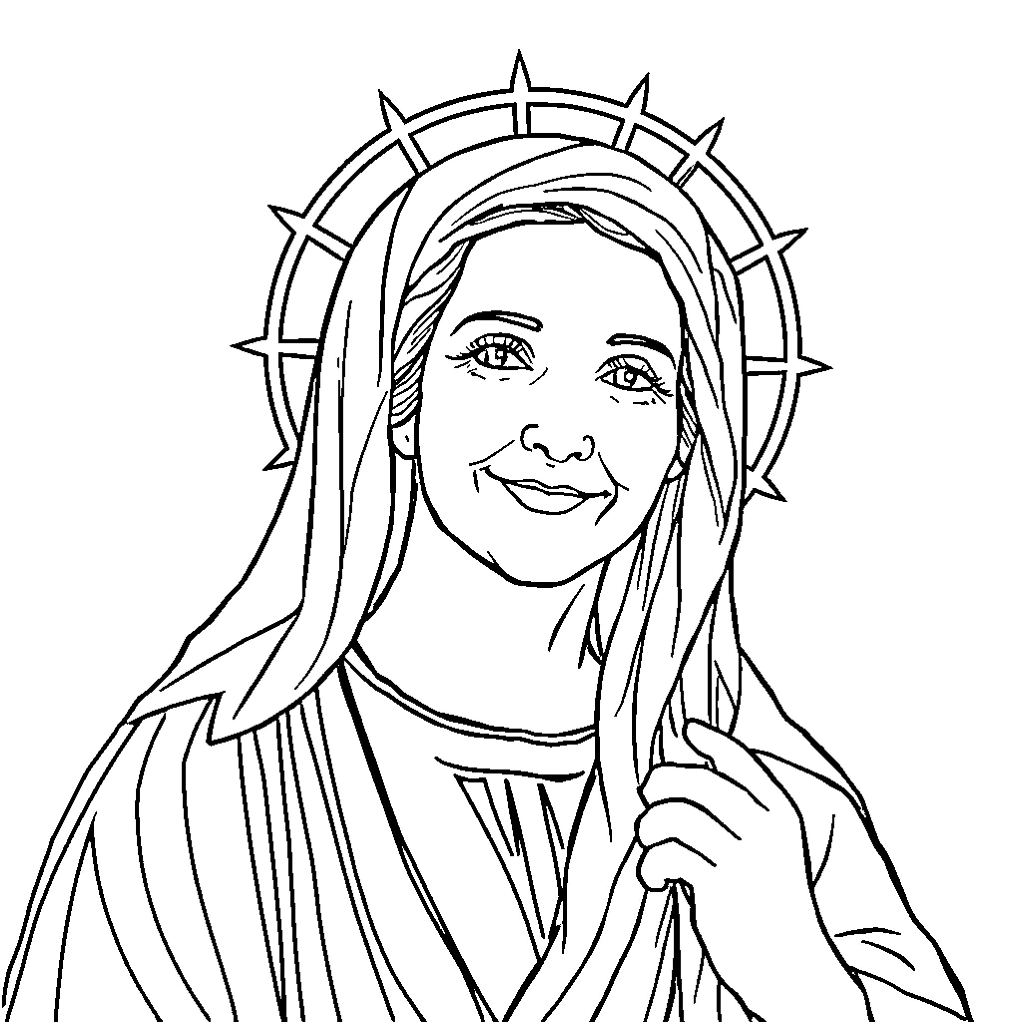Rose in Heavenly Embrace Coloring Page (free black-and-white line drawing printable PDF for all, from beginners to advanced learners, including children, teens, adults, and seniors)