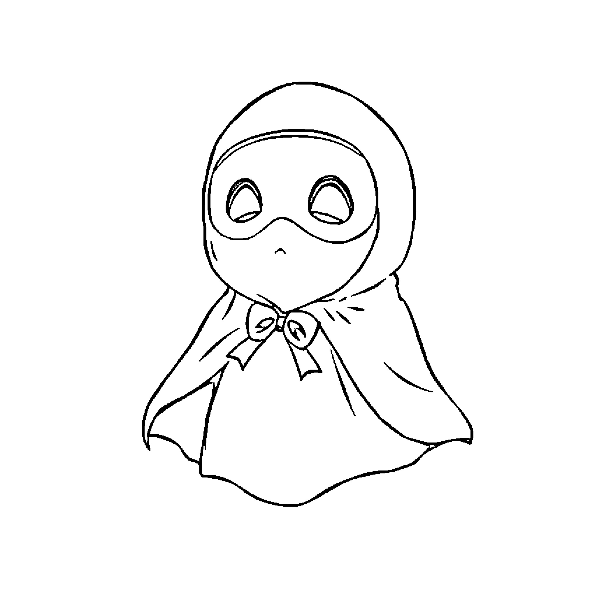 Ghostface character in a ghostly cloak Coloring Page (free black-and-white line drawing printable PDF for all, from beginners to advanced learners, including children, teens, adults, and seniors)