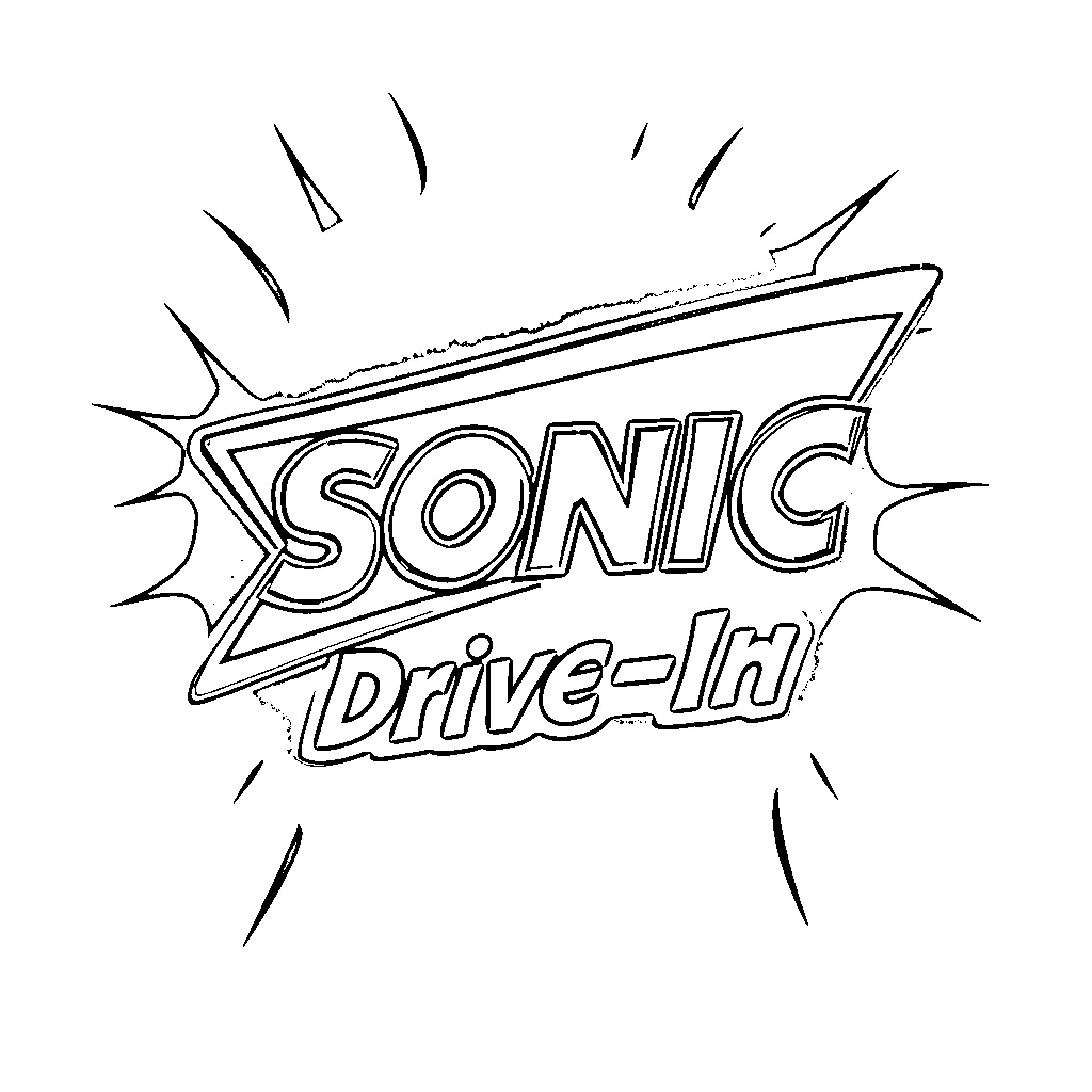 Sonic Drive-In neon sign Coloring Page (free black-and-white line drawing printable PDF for all, from beginners to advanced learners, including children, teens, adults, and seniors)