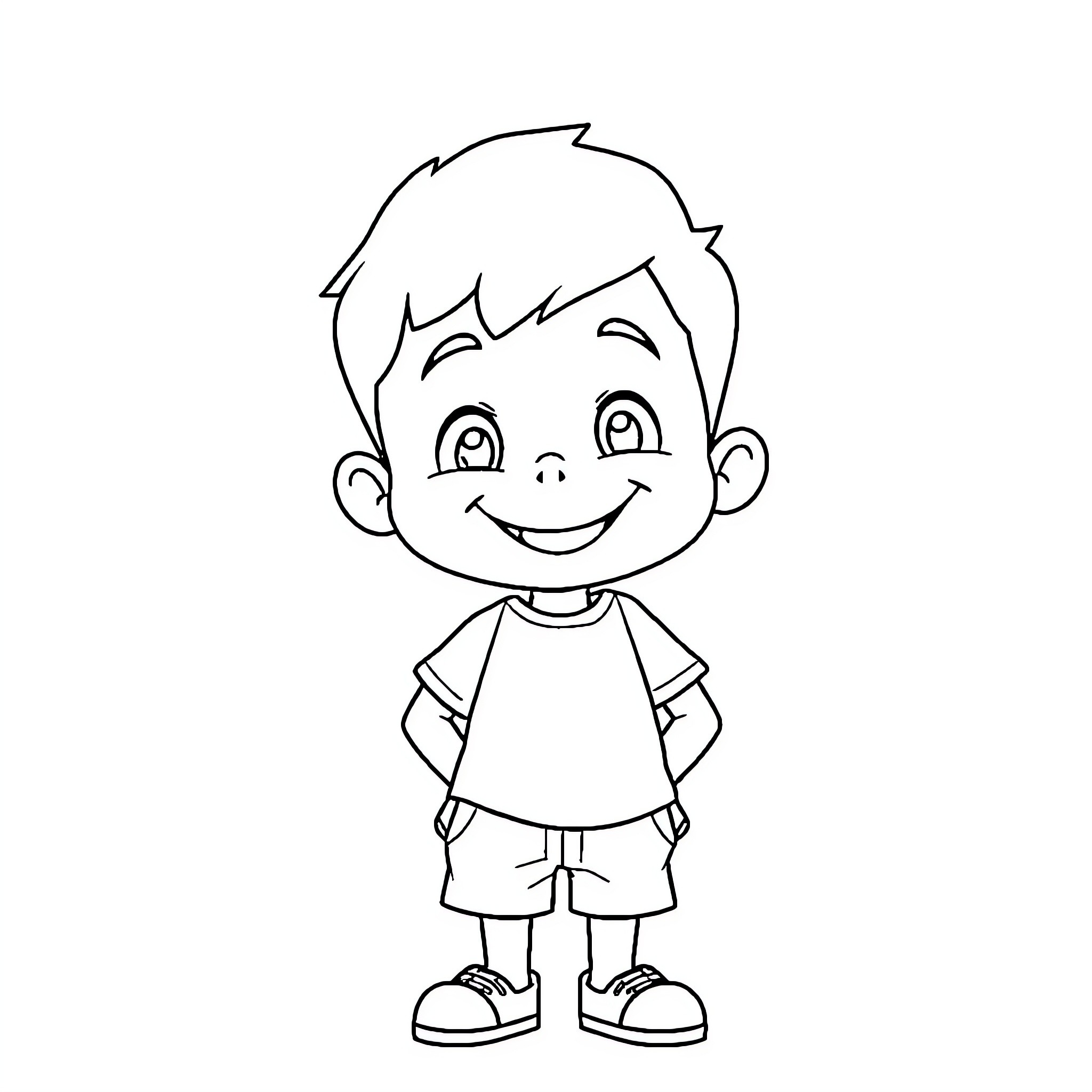 Mikey's Cheerful Illustration Coloring Page (free black-and-white line drawing printable PDF for all, from beginners to advanced learners, including children, teens, adults, and seniors)