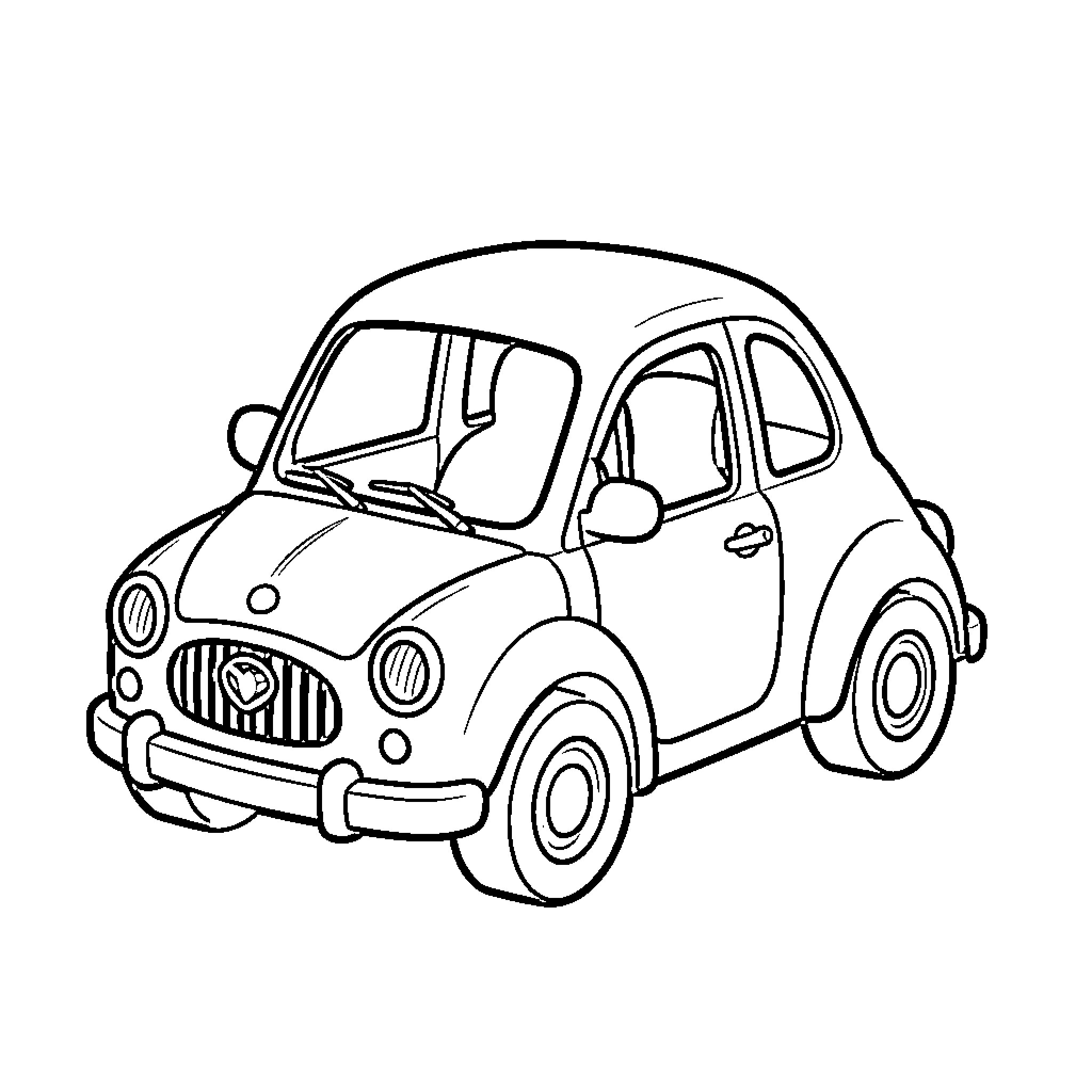 Car parked calmly on a plain background Coloring Page (free black-and-white line drawing printable PDF for all, from beginners to advanced learners, including children, teens, adults, and seniors)