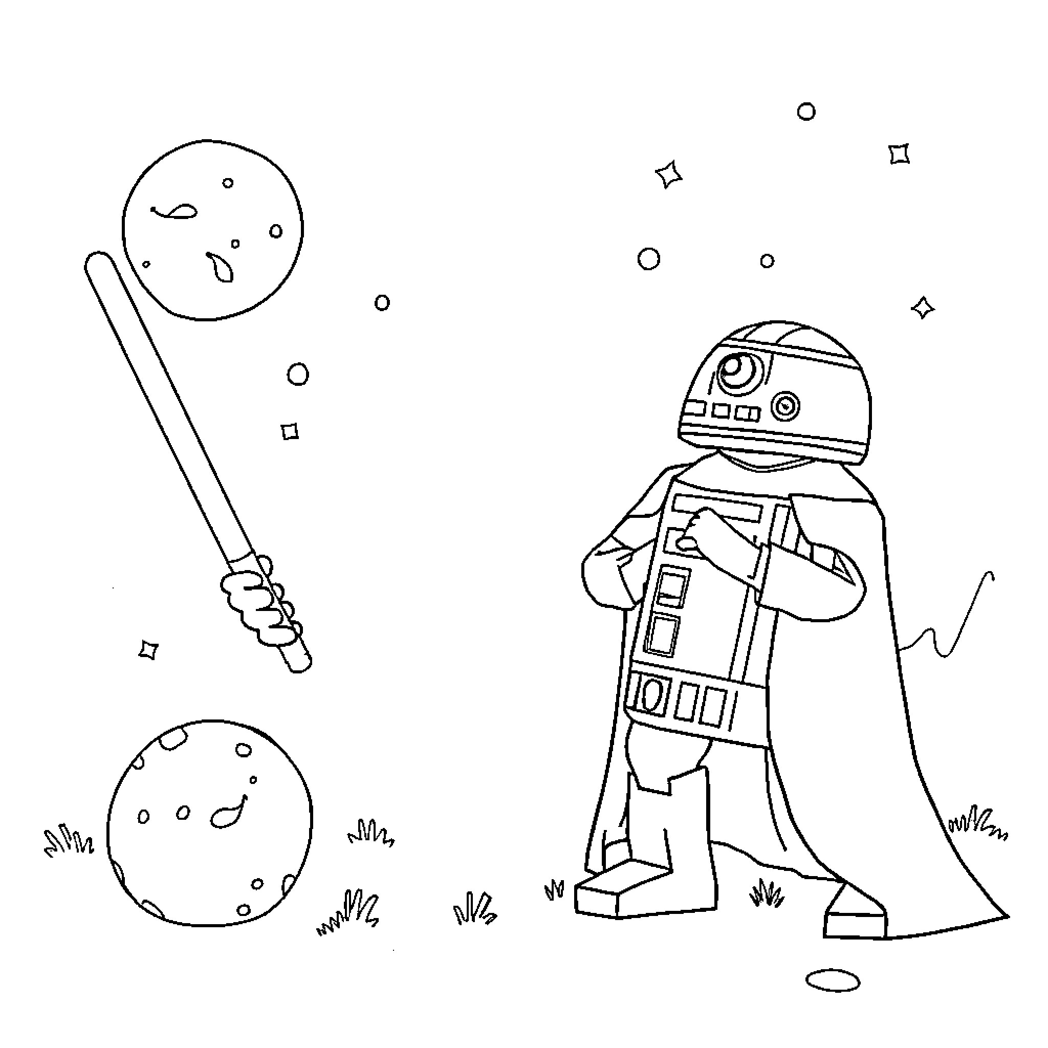 Bluey's Space Adventure with Alien Friends Coloring Page (free black-and-white line drawing printable PDF for all, from beginners to advanced learners, including children, teens, adults, and seniors)