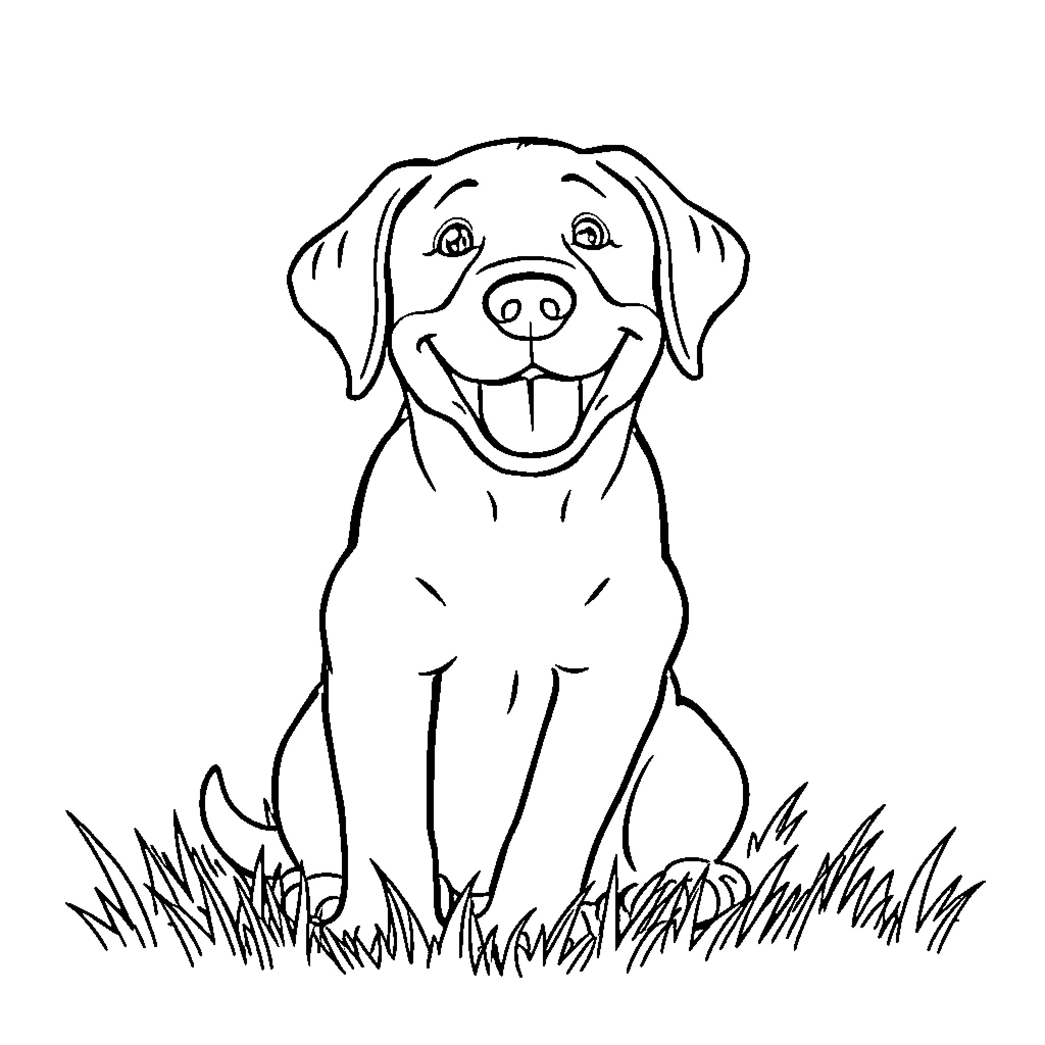 Labrador enjoying the outdoors Coloring Page (free black-and-white line drawing printable PDF for all, from beginners to advanced learners, including children, teens, adults, and seniors)