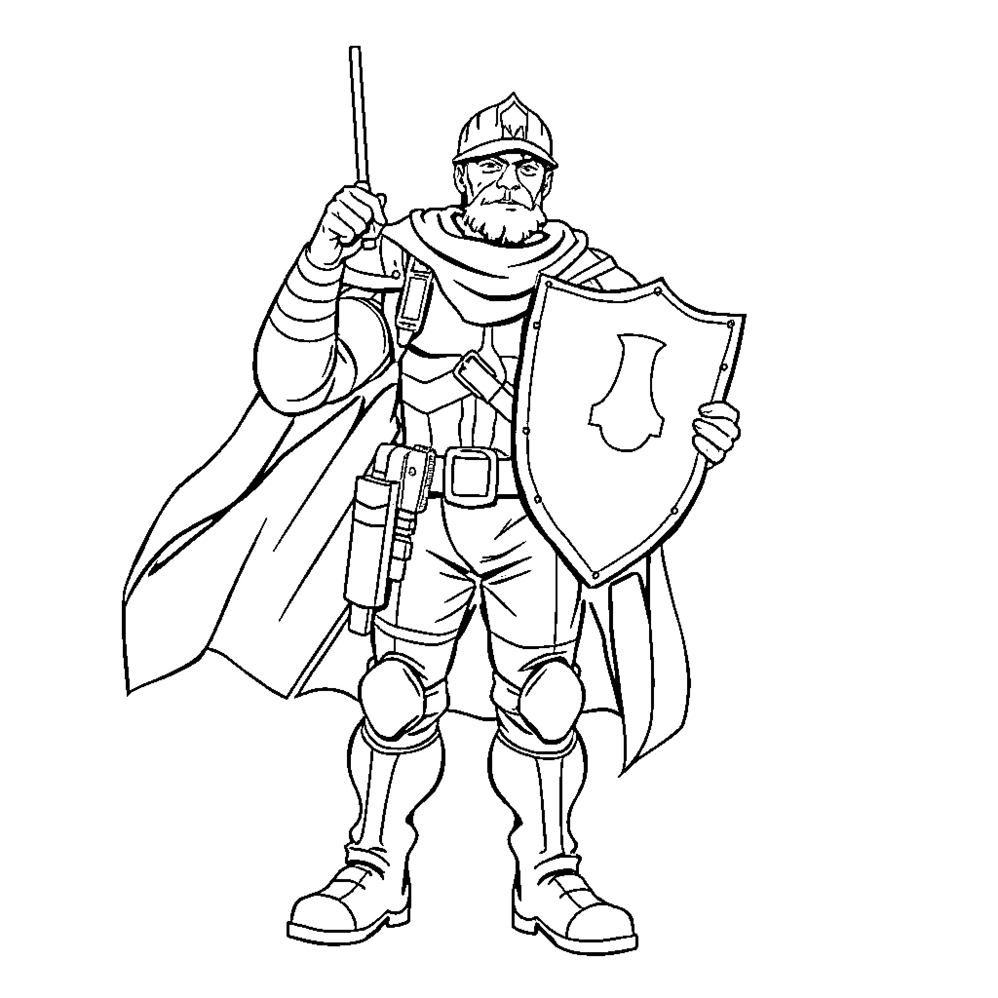 Portero defending with courage and determination Coloring Page (free black-and-white line drawing printable PDF for all, from beginners to advanced learners, including children, teens, adults, and seniors)