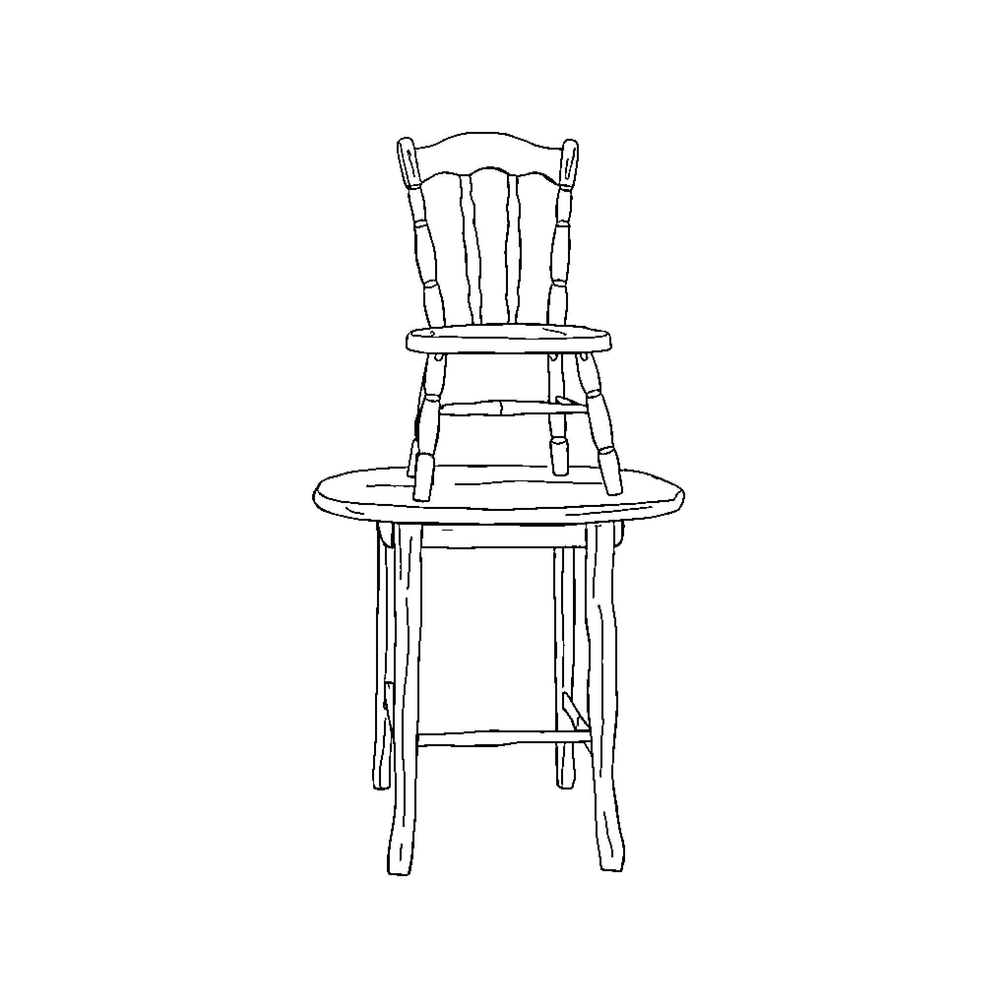 Chaise Antique Chair on Stool Coloring Page (free black-and-white line drawing printable PDF for all, from beginners to advanced learners, including children, teens, adults, and seniors)