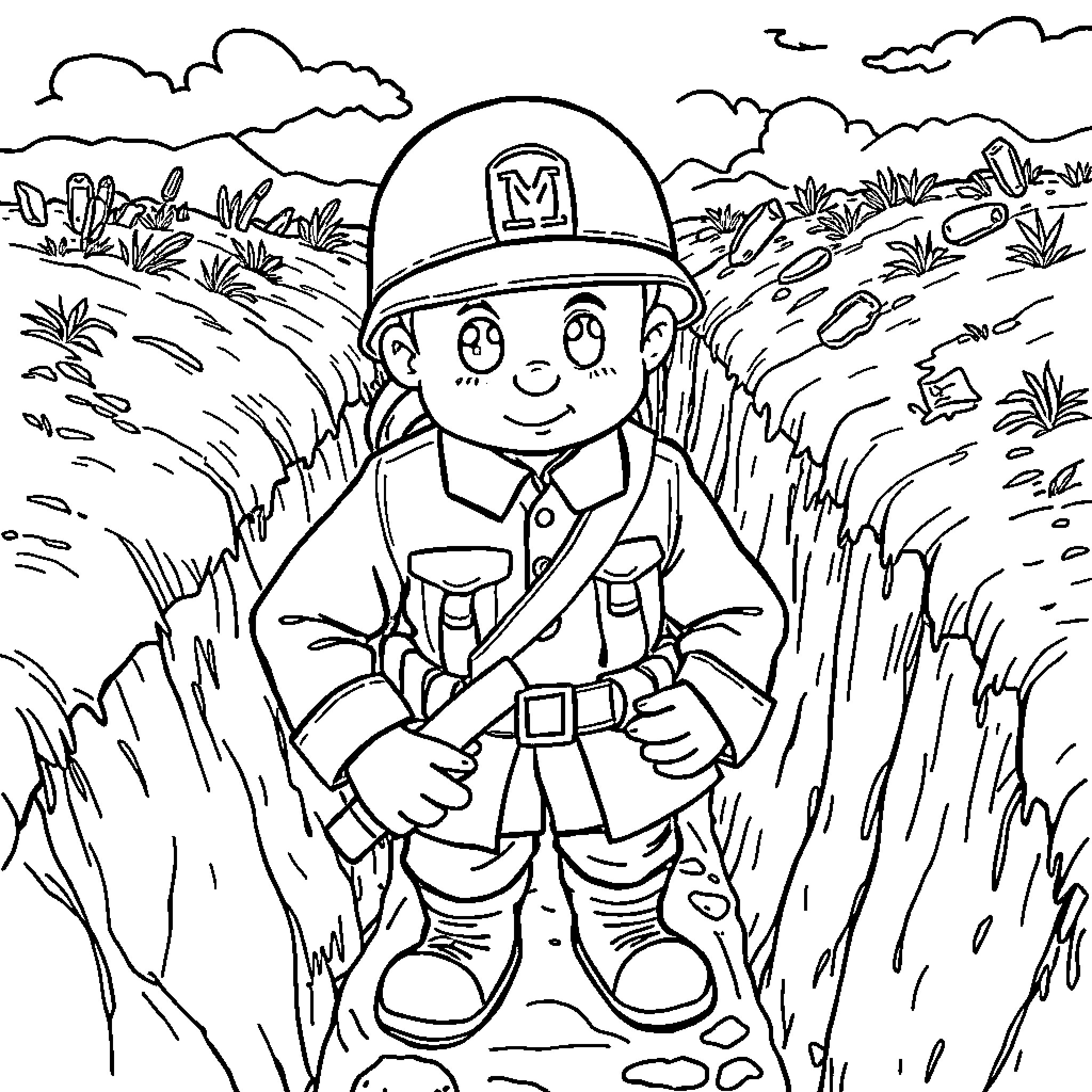 Bluey's Adventure in the Great Outdoors Coloring Page (free black-and-white line drawing printable PDF for all, from beginners to advanced learners, including children, teens, adults, and seniors)