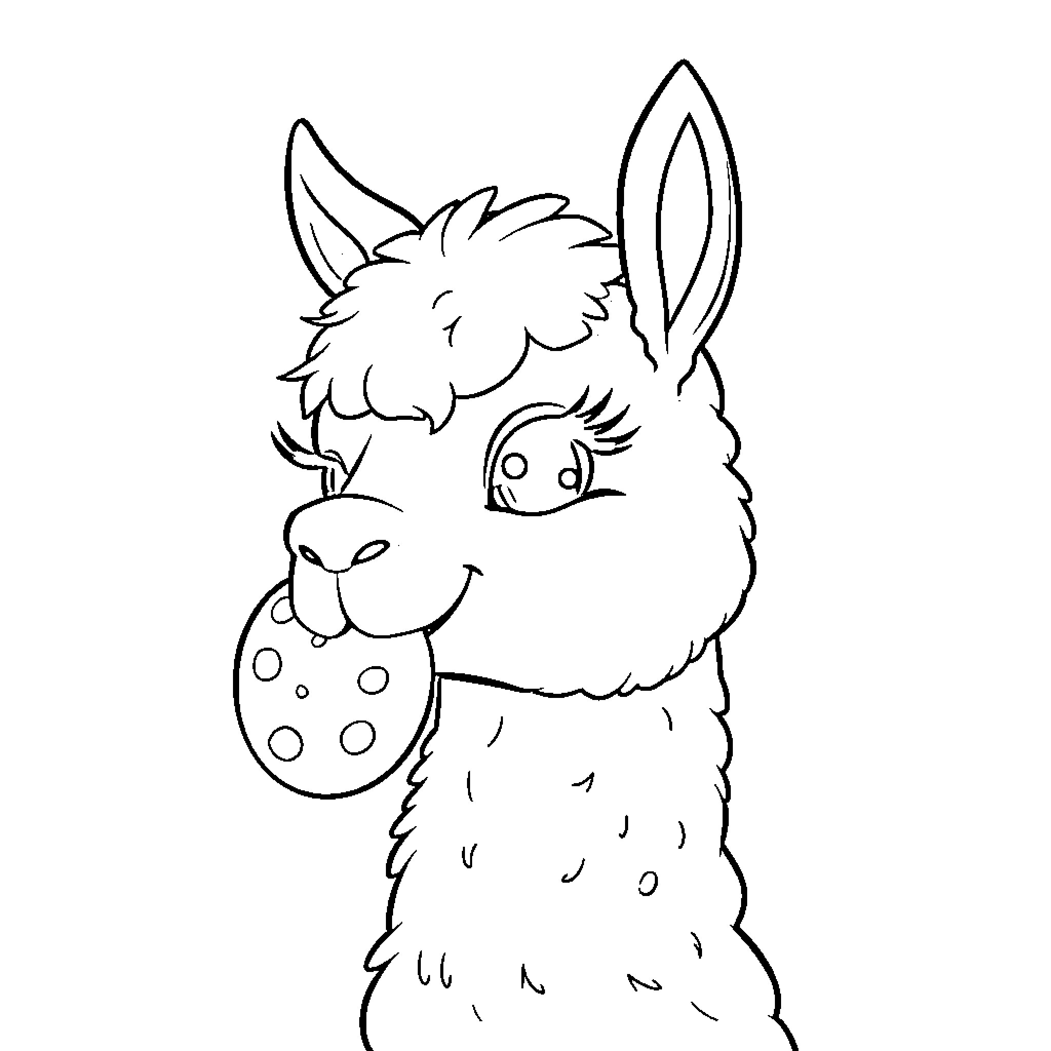 Llama with polka dot pattern Coloring Page (free black-and-white line drawing printable PDF for all, from beginners to advanced learners, including children, teens, adults, and seniors)