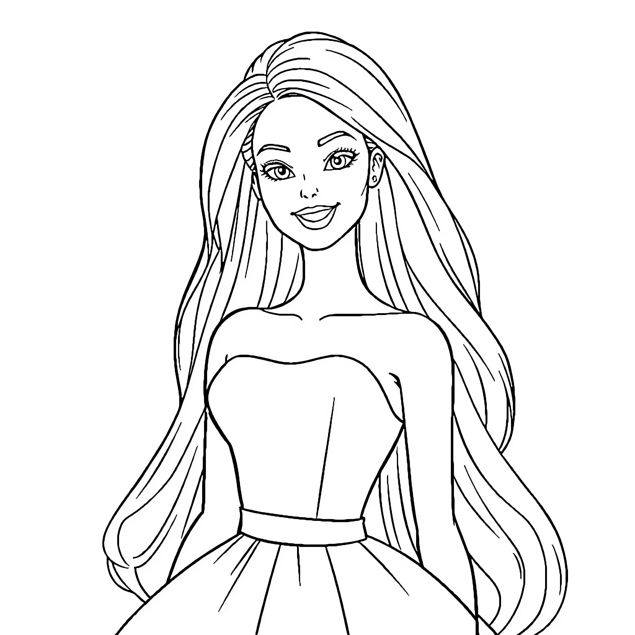 Barbie enjoying a lovely day Coloring Page (free black-and-white line drawing printable PDF for all, from beginners to advanced learners, including children, teens, adults, and seniors)