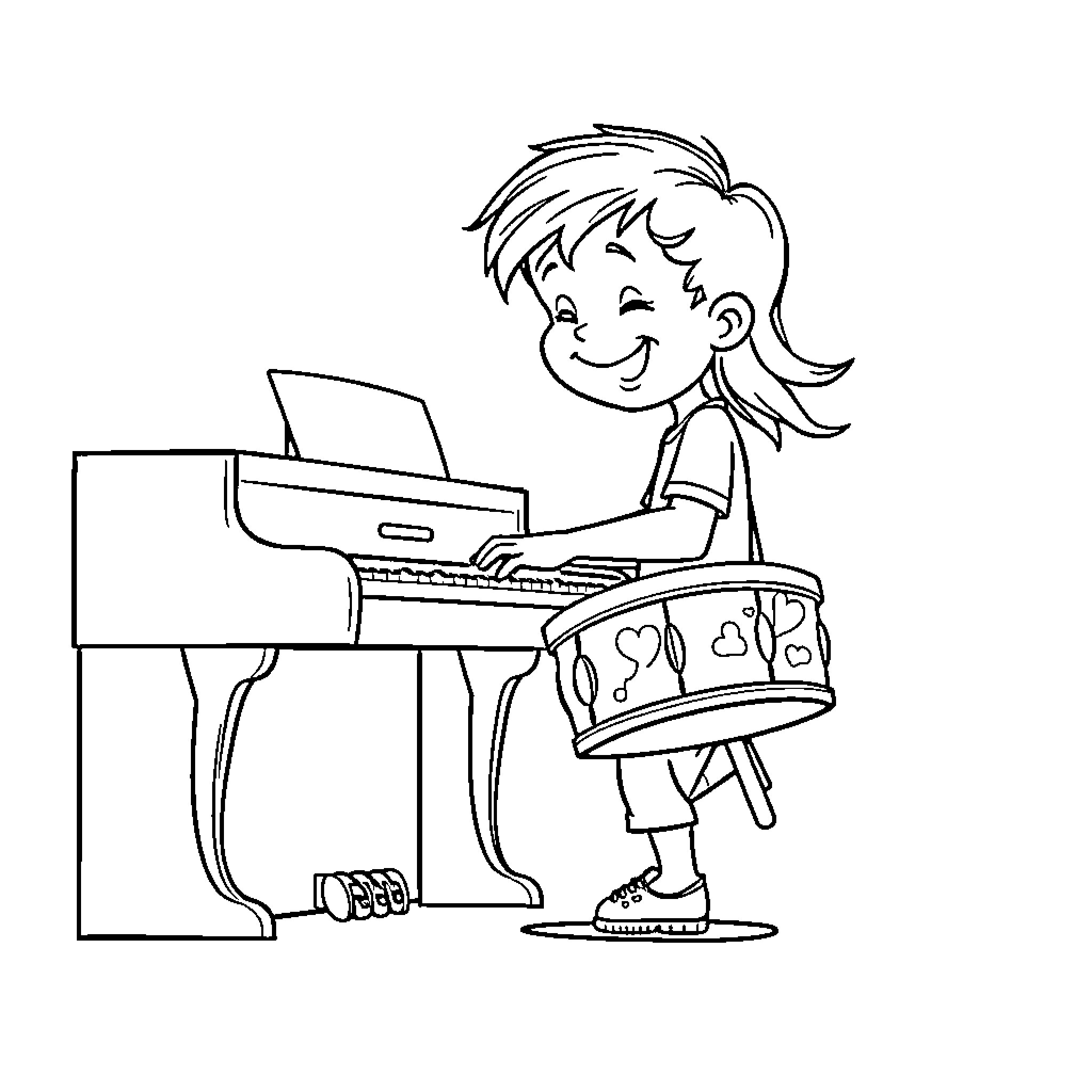 Kid happily playing with computer at home Coloring Page (free black-and-white line drawing printable PDF for all, from beginners to advanced learners, including children, teens, adults, and seniors)