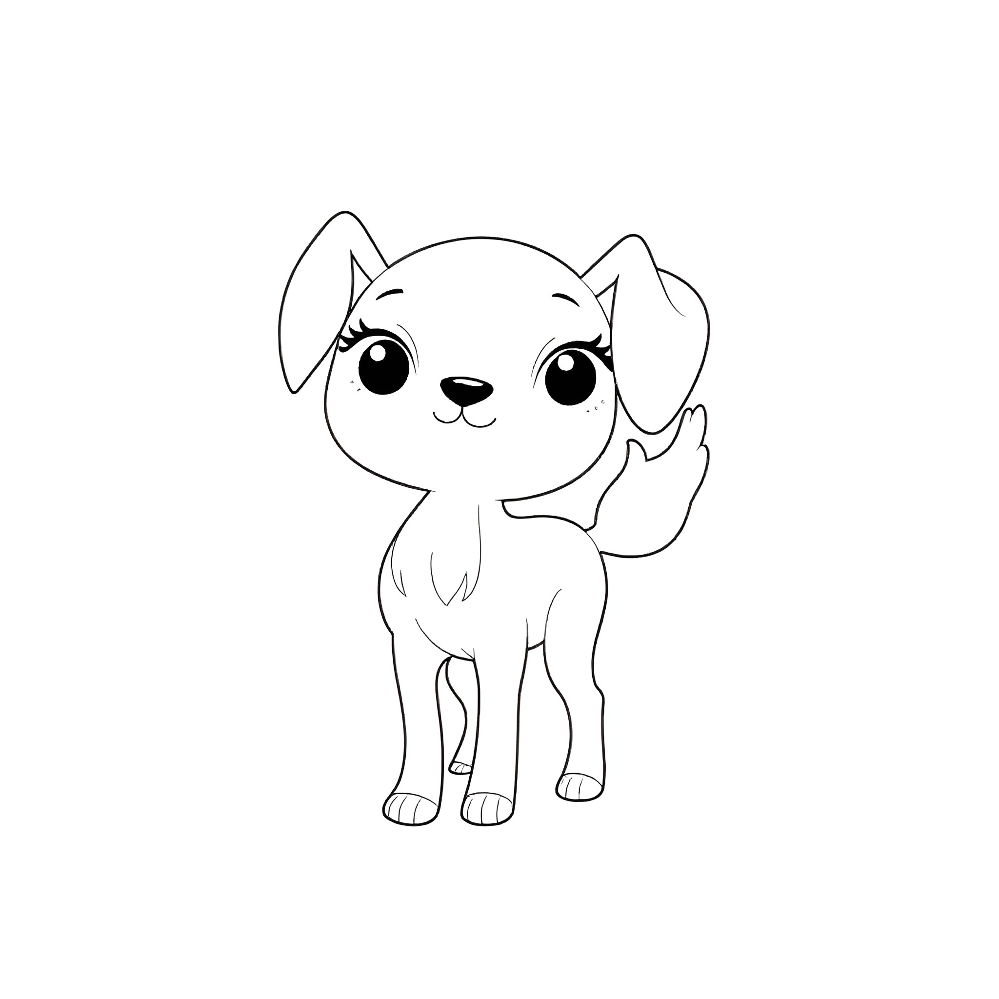 Citrine: Cute Puppy with Playful Expression Coloring Page (free black-and-white line drawing printable PDF for all, from beginners to advanced learners, including children, teens, adults, and seniors)