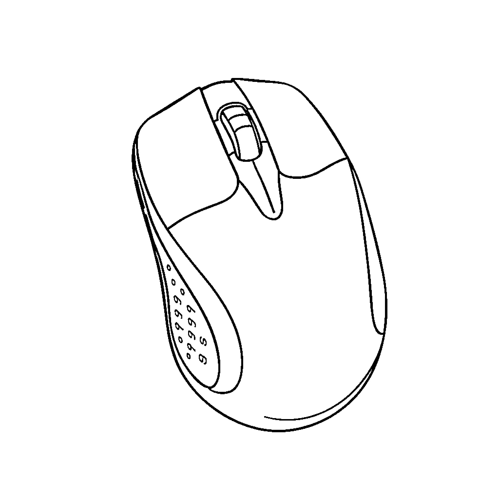 Mouse clicking its buttons Coloring Page (free black-and-white line drawing printable PDF for all, from beginners to advanced learners, including children, teens, adults, and seniors)