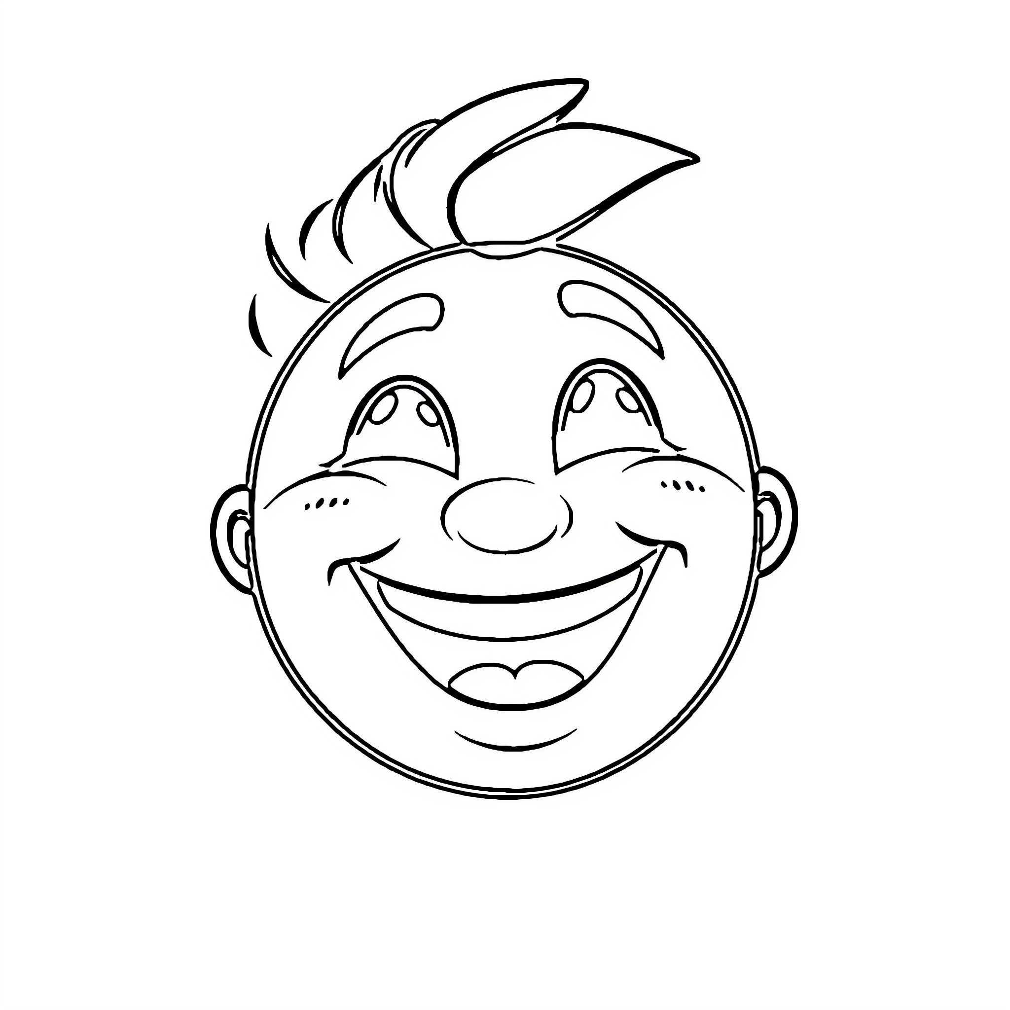 Emoji Smiling Boy with Spiky Hair Coloring Page (free black-and-white line drawing printable PDF for all, from beginners to advanced learners, including children, teens, adults, and seniors)