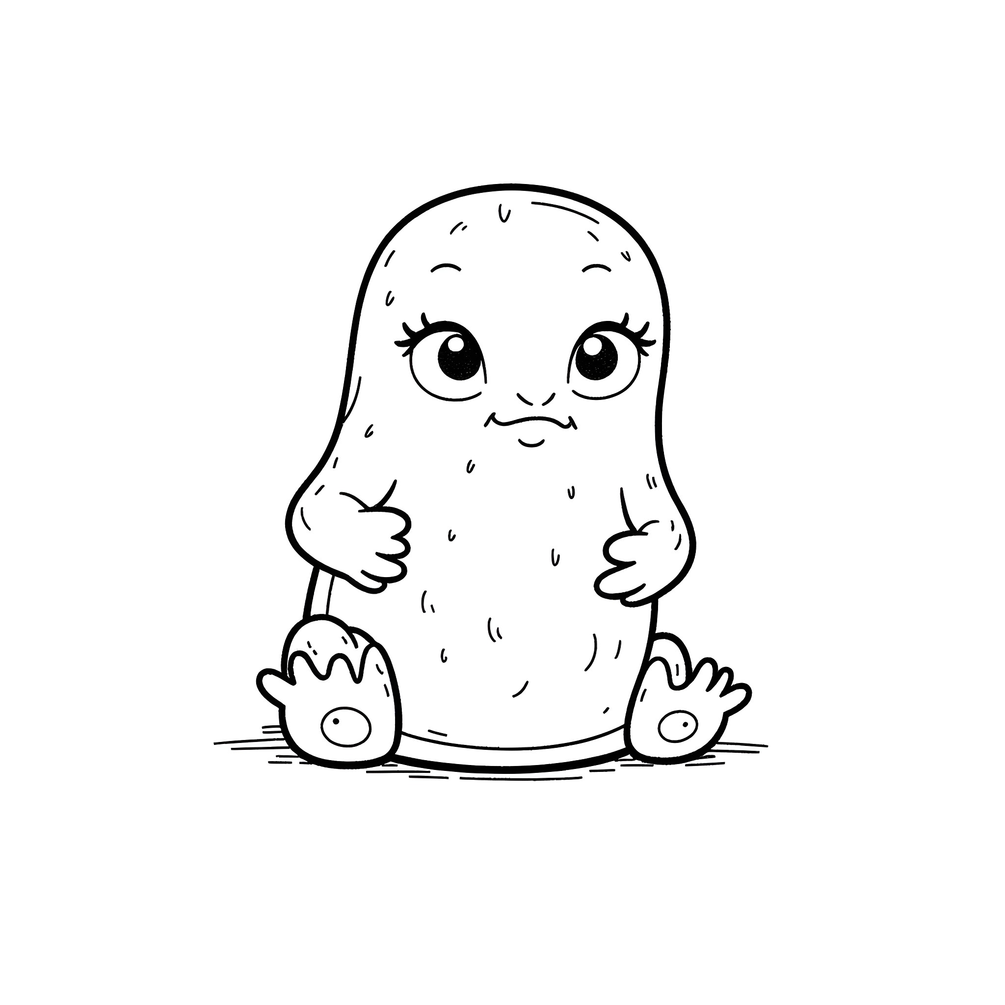 Infant sitting and looking curious Coloring Page (free black-and-white line drawing printable PDF for all, from beginners to advanced learners, including children, teens, adults, and seniors)