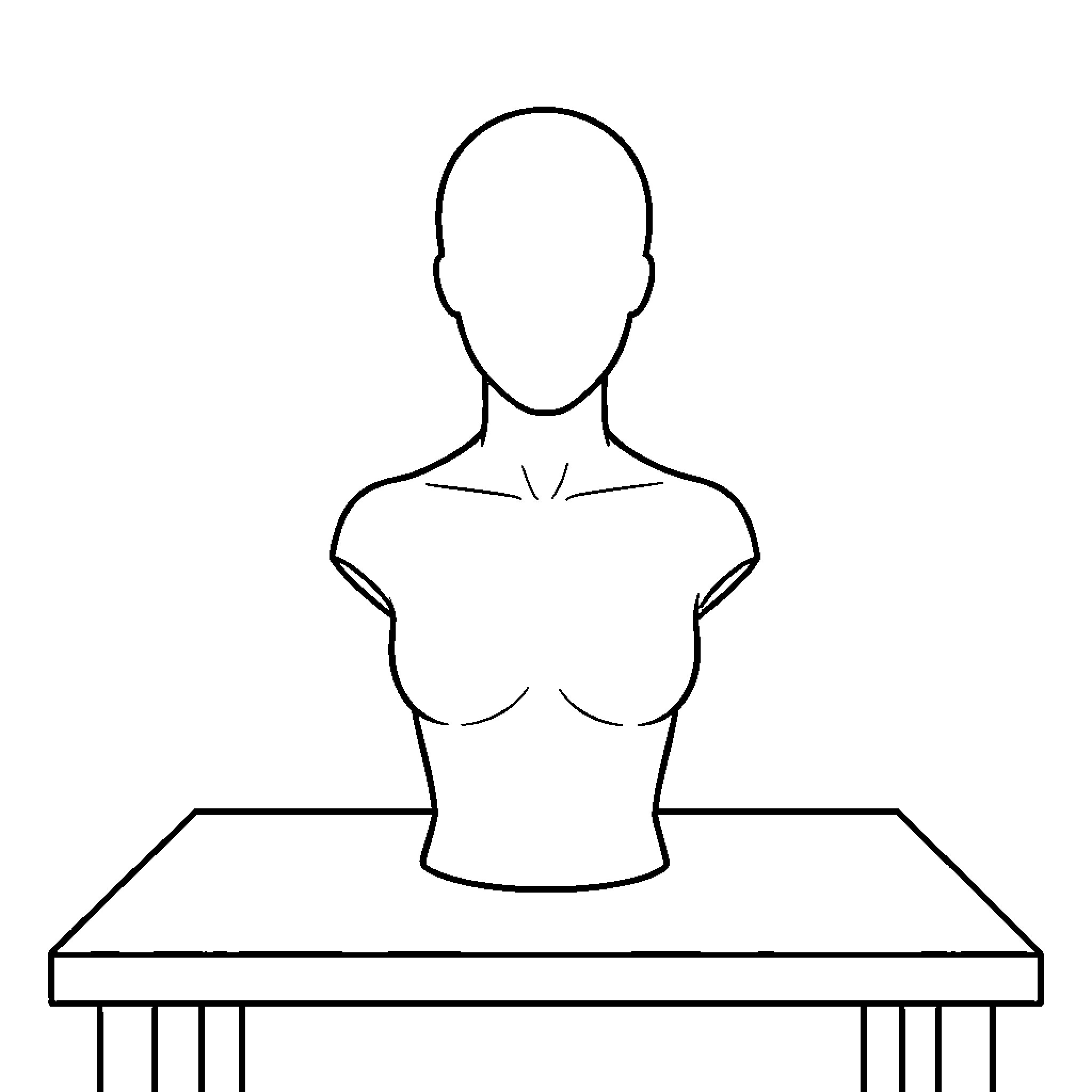 Mannequin on display in store Coloring Page (free black-and-white line drawing printable PDF for all, from beginners to advanced learners, including children, teens, adults, and seniors)