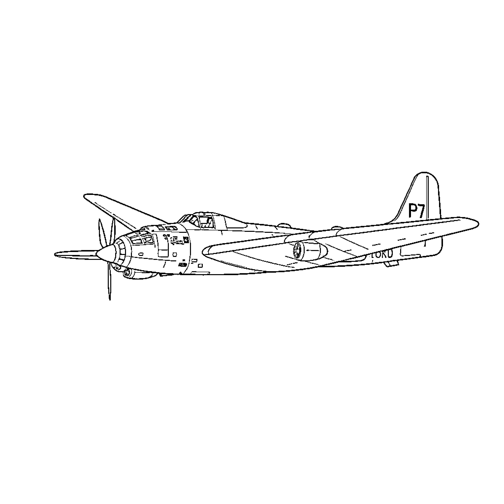 Boeing B17 aircraft in line drawing Coloring Page (free black-and-white line drawing printable PDF for all, from beginners to advanced learners, including children, teens, adults, and seniors)