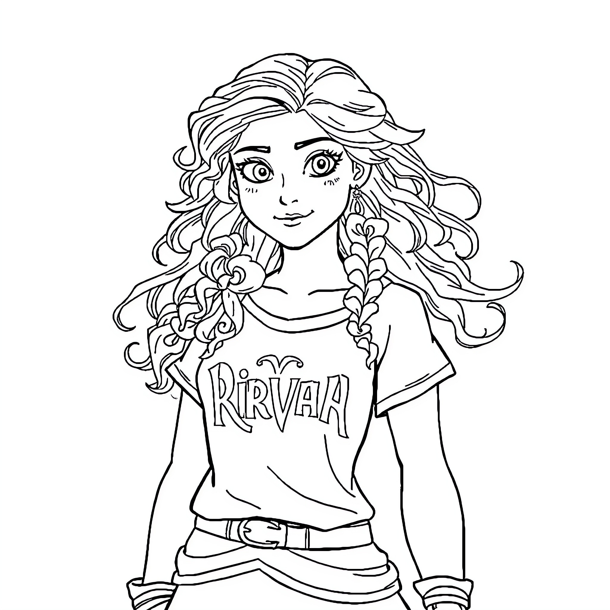 Merida, the energetic and imaginative young heroine Coloring Page (free black-and-white line drawing printable PDF for all, from beginners to advanced learners, including children, teens, adults, and seniors)