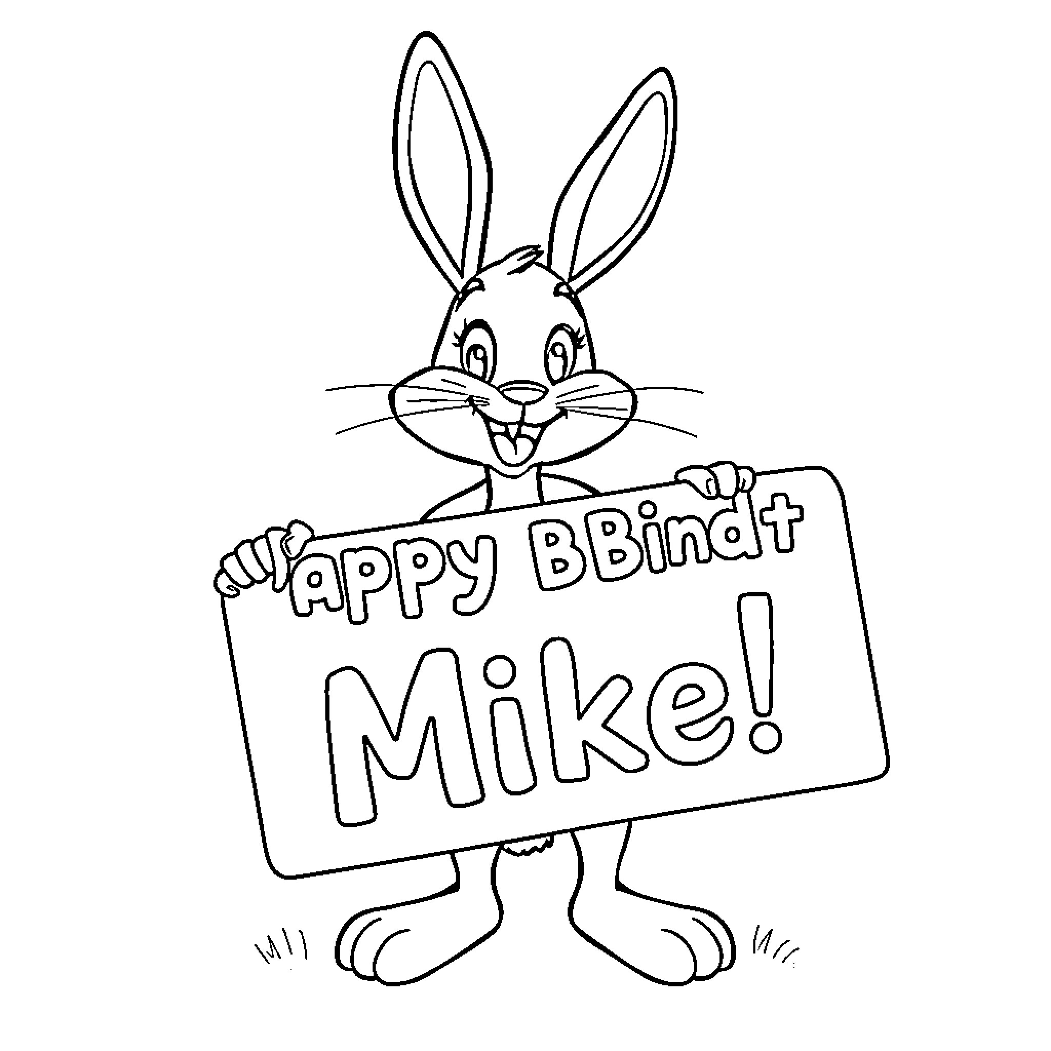Judy Hopps holding a happy greeting sign Coloring Page (free black-and-white line drawing printable PDF for all, from beginners to advanced learners, including children, teens, adults, and seniors)