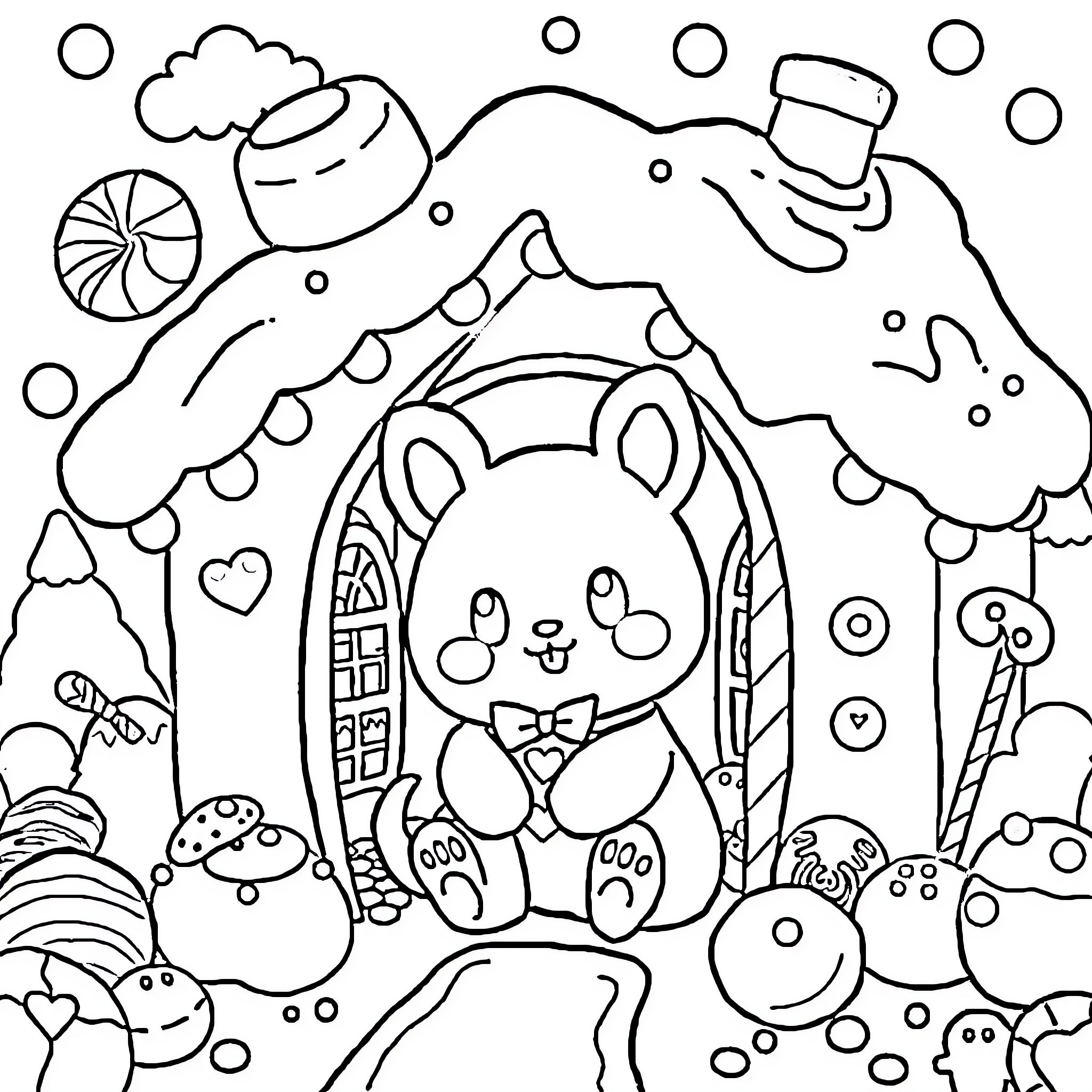 Tchoupi's Enchanting Winter Wonderland Coloring Page (free black-and-white line drawing printable PDF for all, from beginners to advanced learners, including children, teens, adults, and seniors)