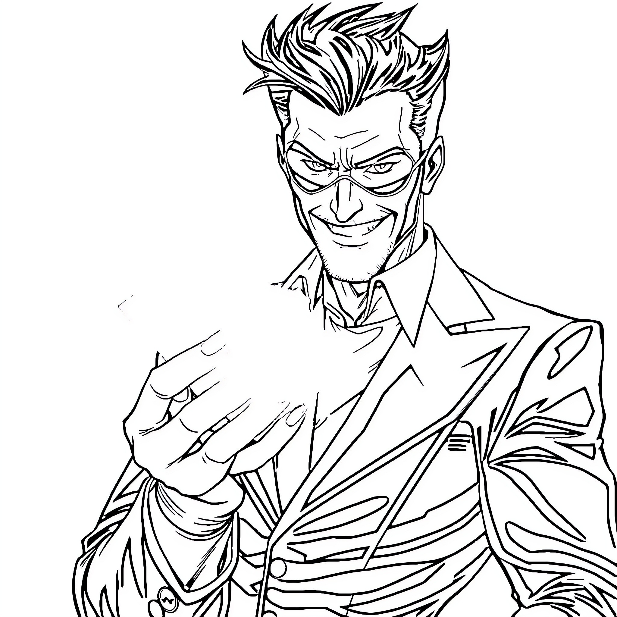 Gambit's Mischievous Grin Coloring Page (free black-and-white line drawing printable PDF for all, from beginners to advanced learners, including children, teens, adults, and seniors)