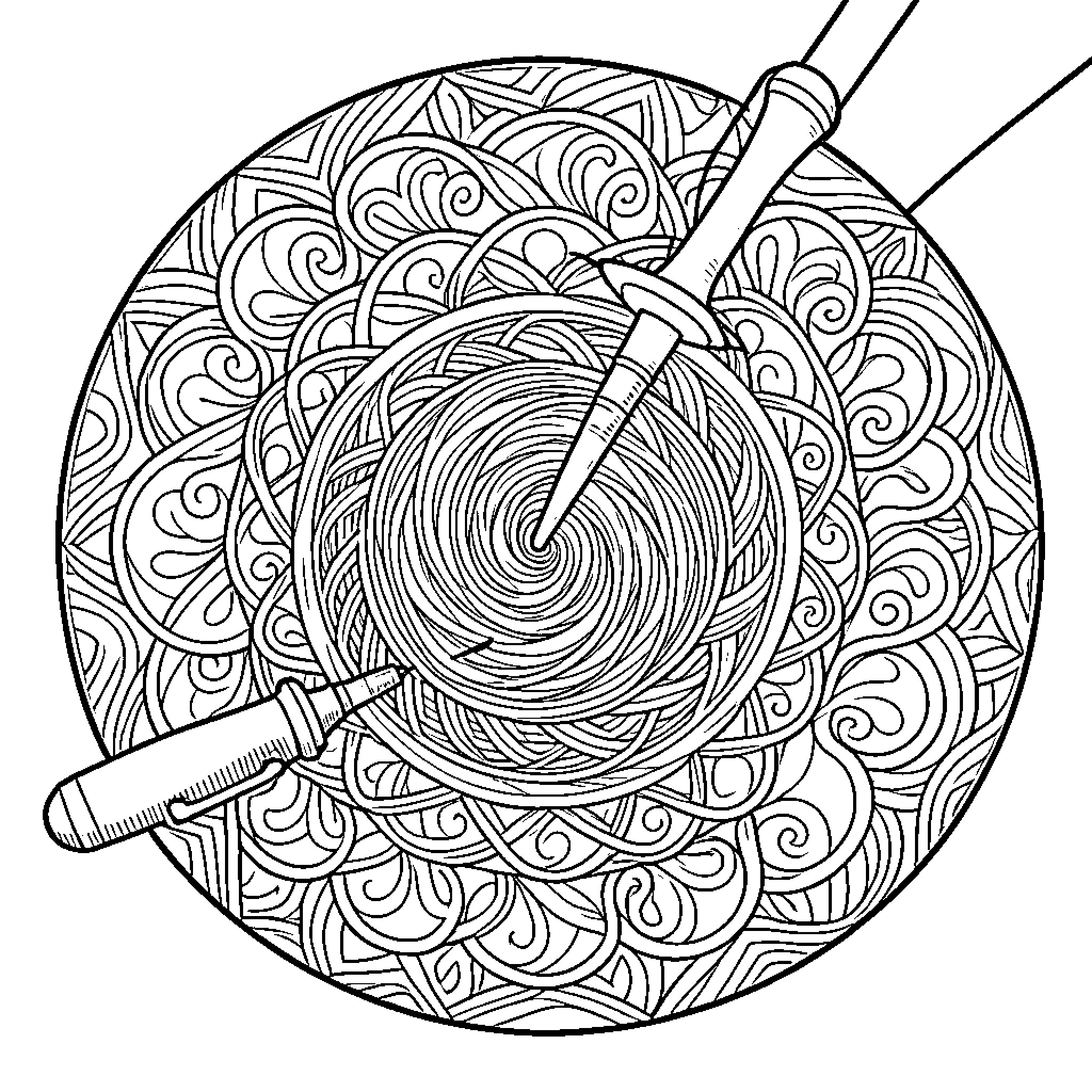 Spirograph creating intricate circular geometric patterns Coloring Page (free black-and-white line drawing printable PDF for all, from beginners to advanced learners, including children, teens, adults, and seniors)