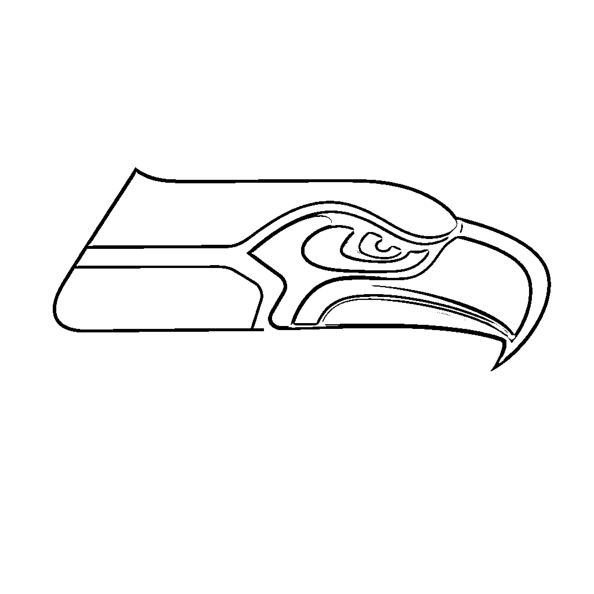Seattle Seahawks stylized bird logo Coloring Page (free black-and-white line drawing printable PDF for all, from beginners to advanced learners, including children, teens, adults, and seniors)