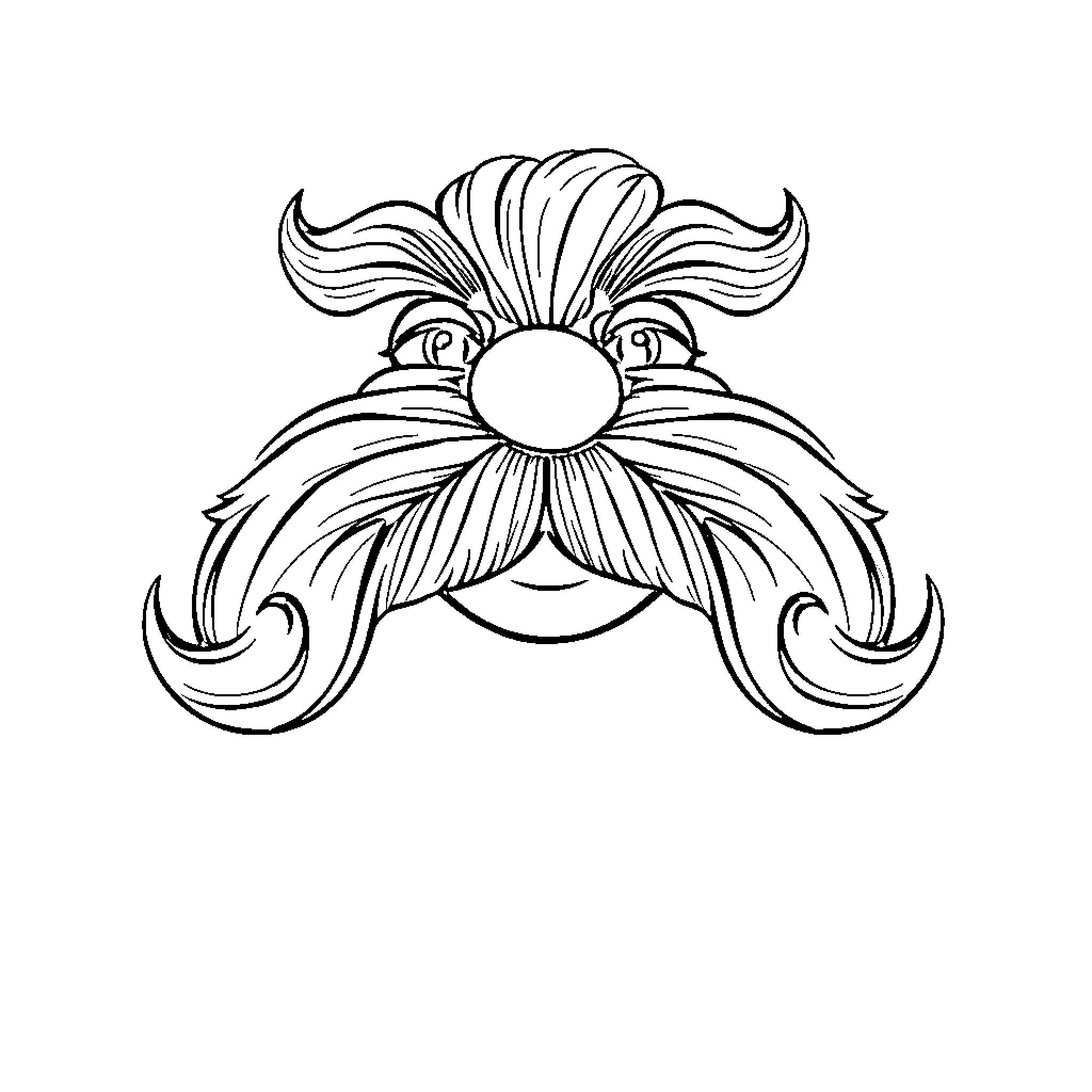 Moustache character with ornate floral design Coloring Page (free black-and-white line drawing printable PDF for all, from beginners to advanced learners, including children, teens, adults, and seniors)