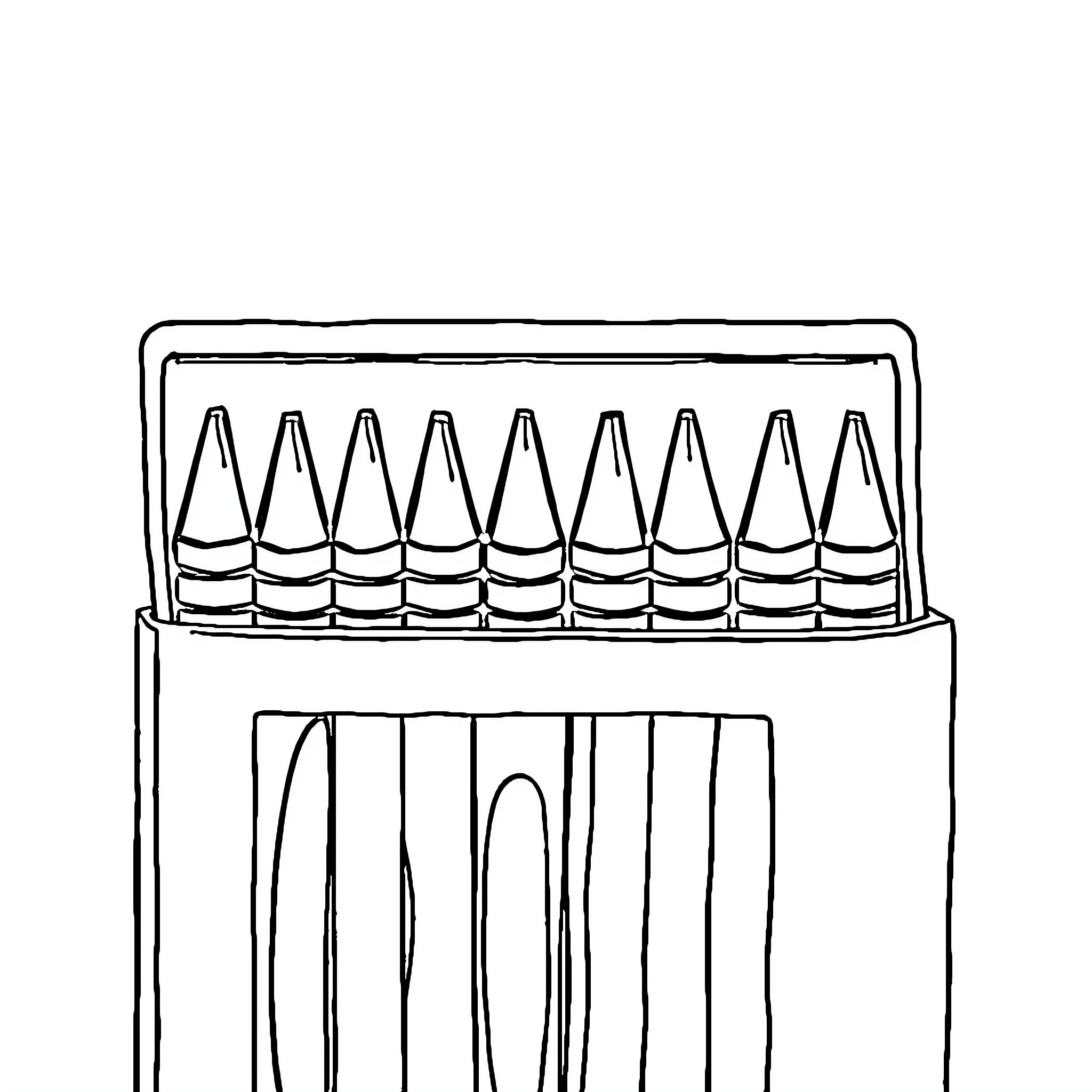 Crayon box with diverse shapes and patterns Coloring Page (free black-and-white line drawing printable PDF for all, from beginners to advanced learners, including children, teens, adults, and seniors)