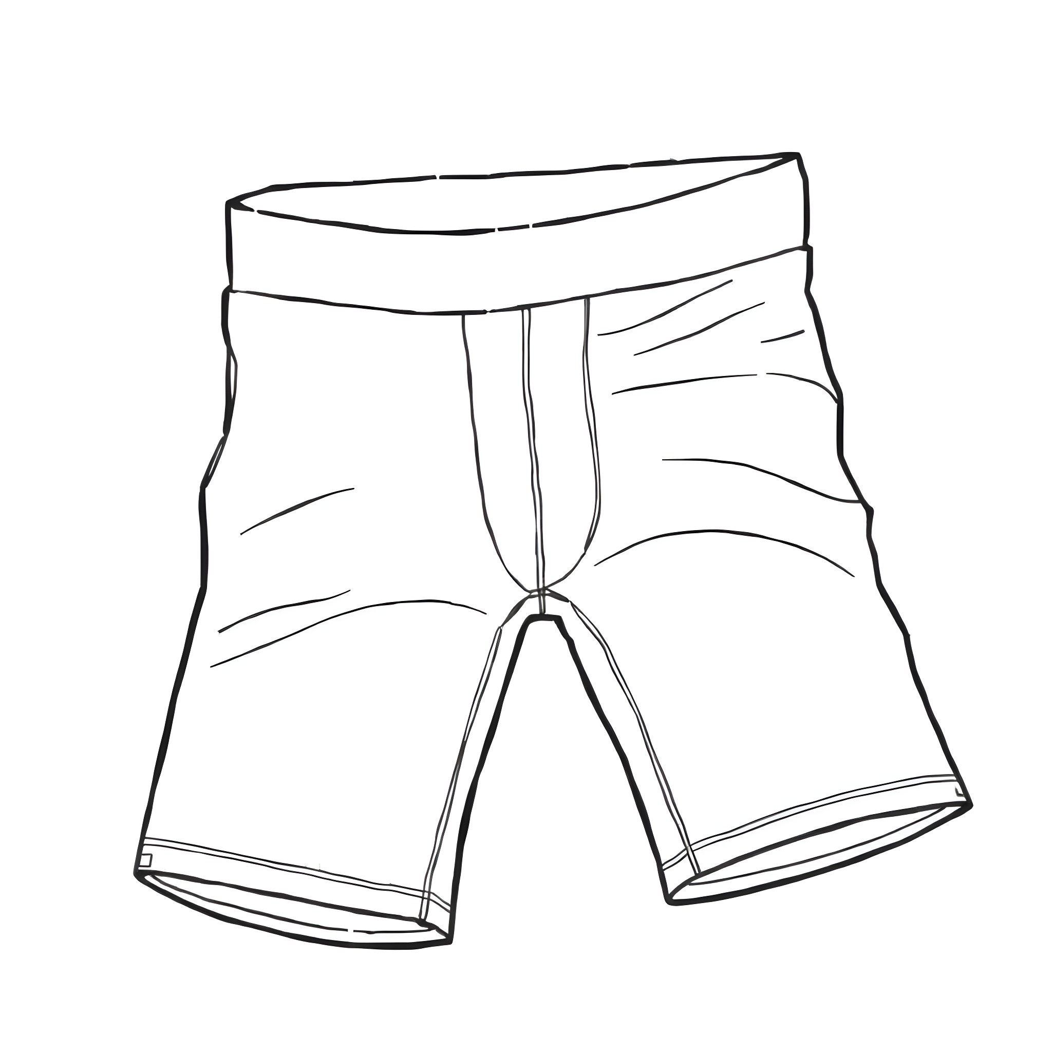 Spandex Shorts with Crinkled Fabric Coloring Page (free black-and-white line drawing printable PDF for all, from beginners to advanced learners, including children, teens, adults, and seniors)