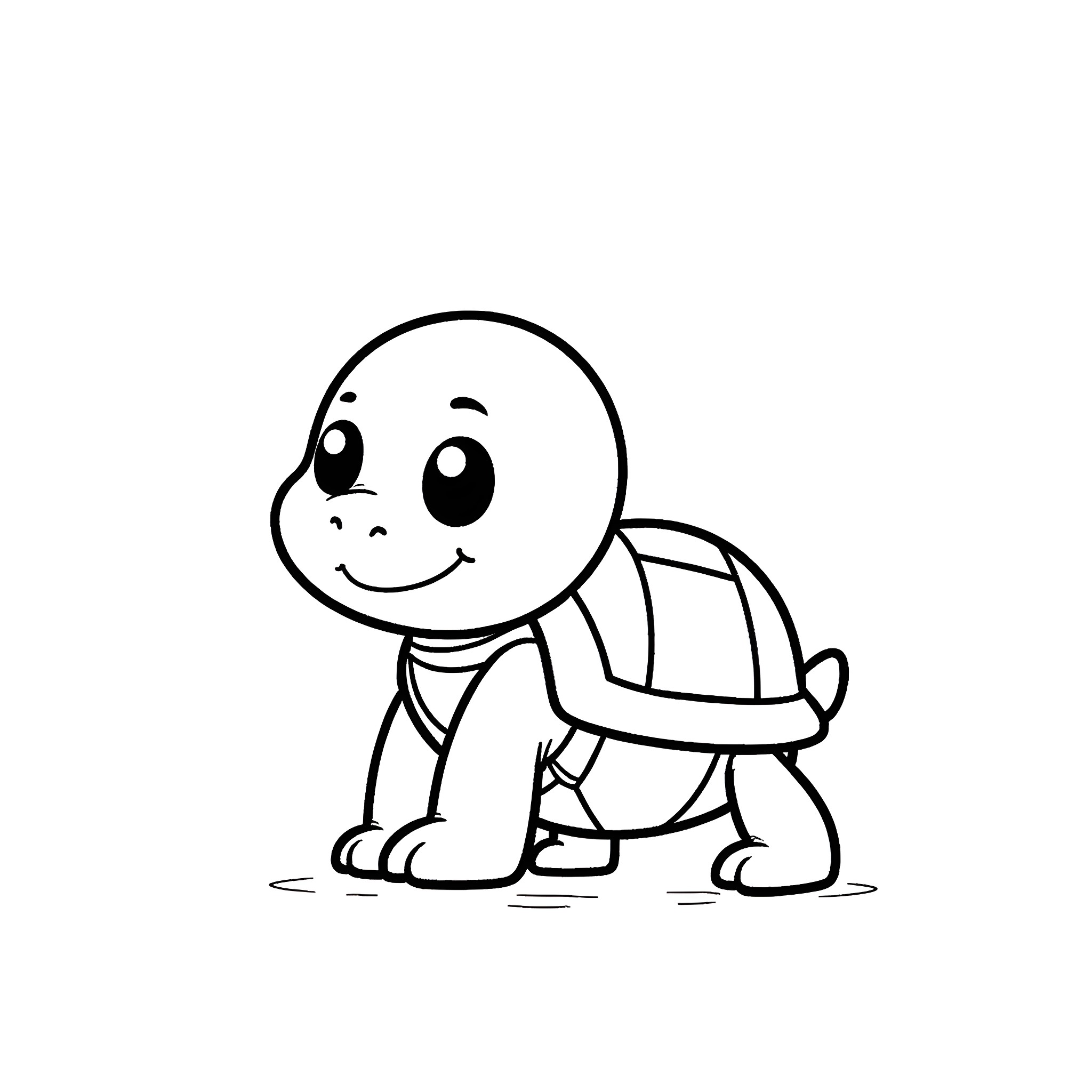 Ninja Turtle character in simple outline Coloring Page (free black-and-white line drawing printable PDF for all, from beginners to advanced learners, including children, teens, adults, and seniors)